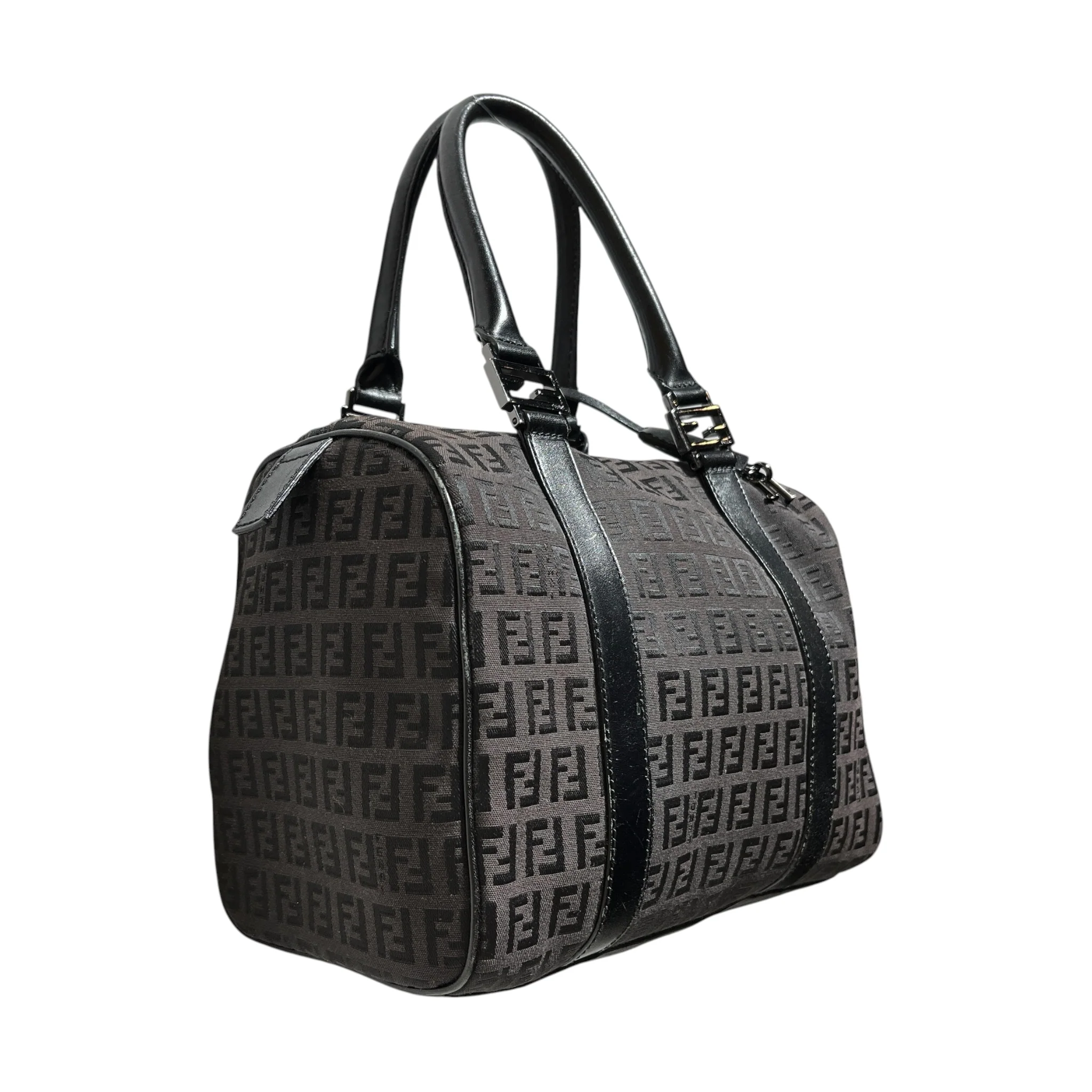 FENDI/Boston Bag/Monogram/Nylon/BLK/Black Zucca Boston Mini