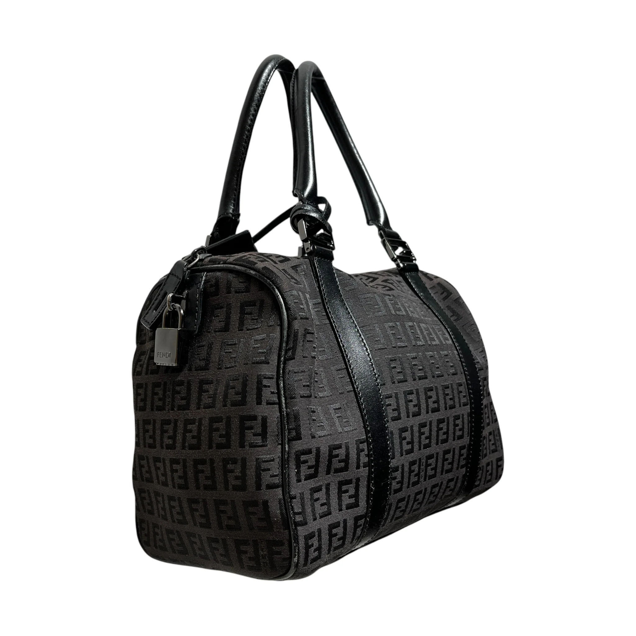 FENDI/Boston Bag/Monogram/Nylon/BLK/Black Zucca Boston Mini