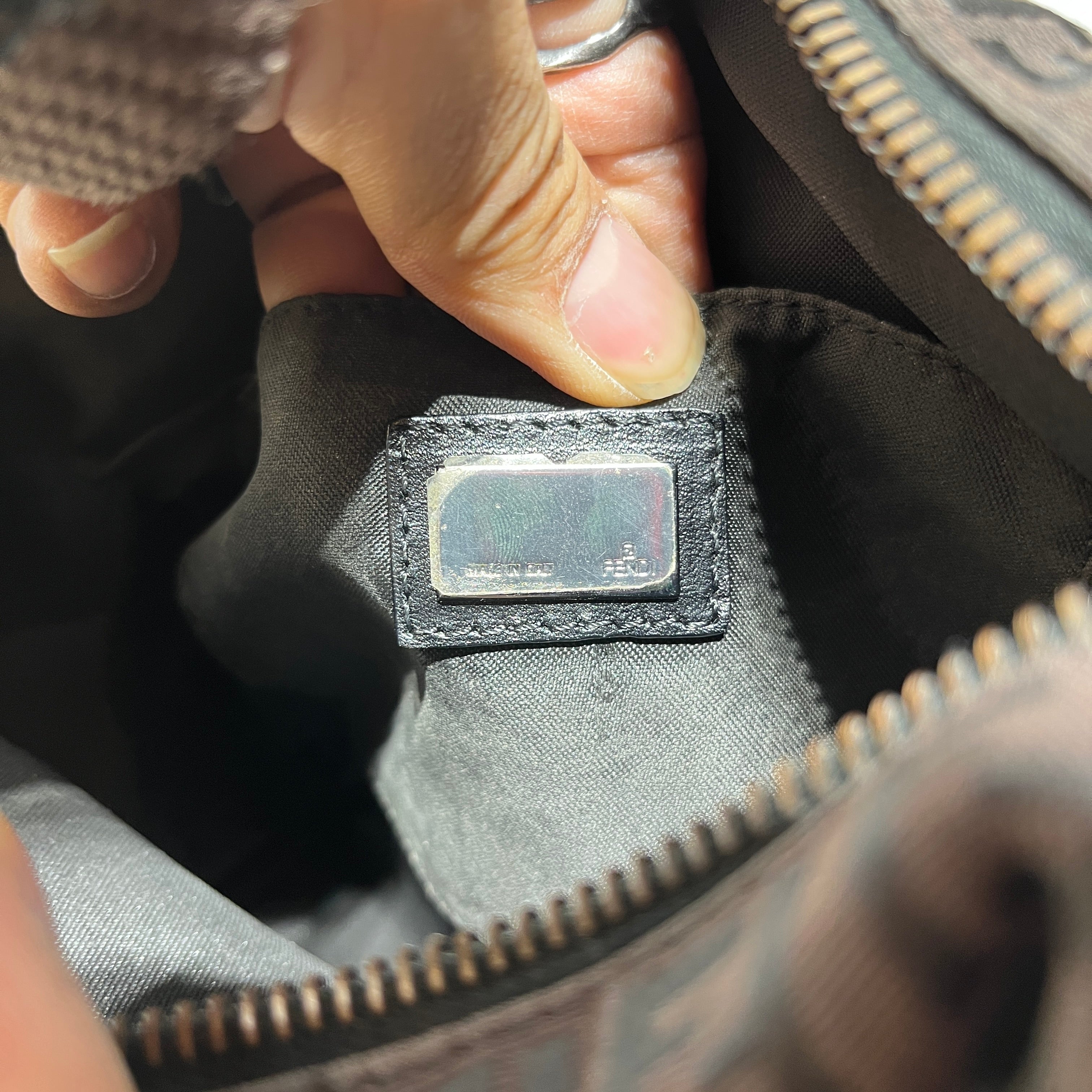 FENDI/Boston Bag/Monogram/Nylon/BLK/Black Zucca Boston Mini