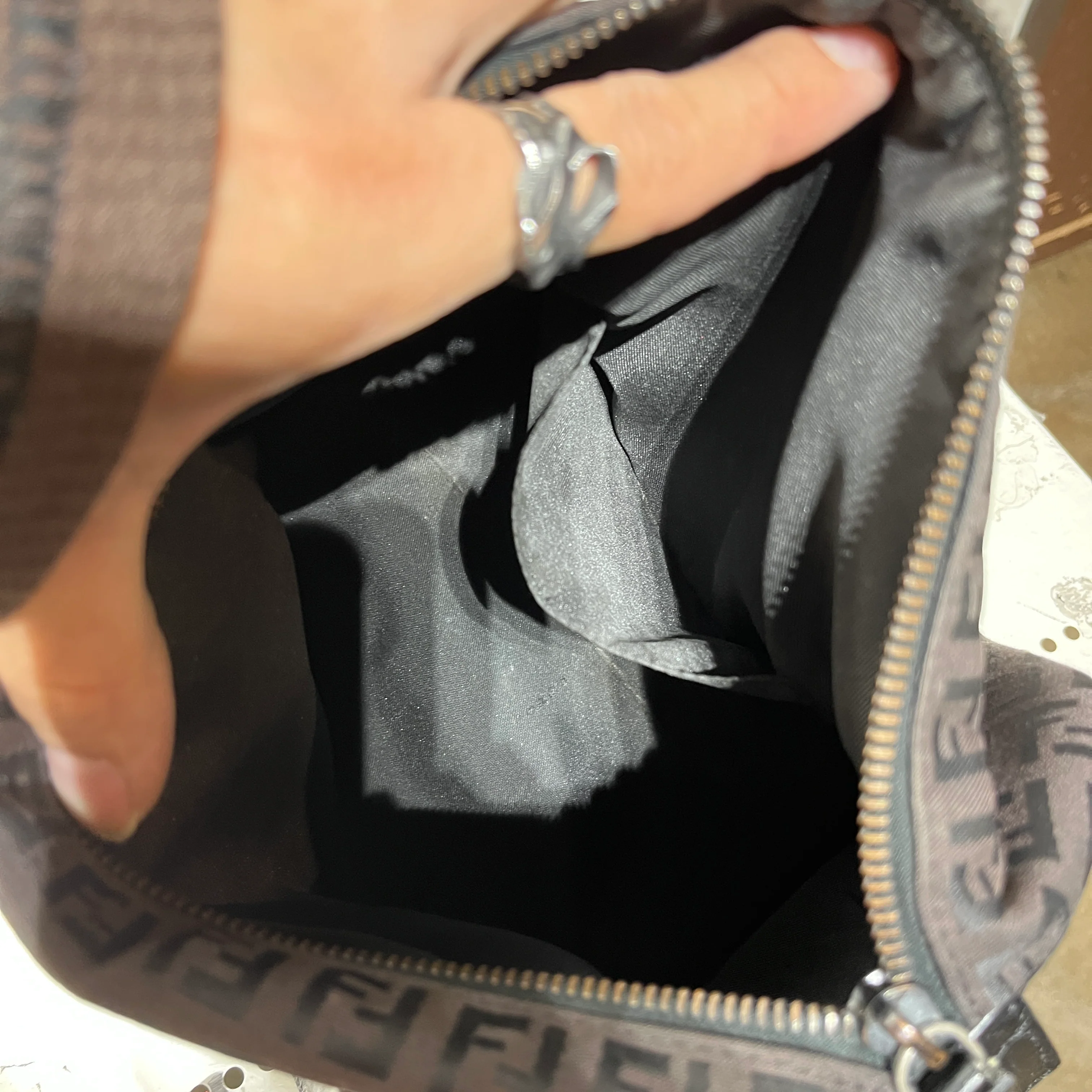 FENDI/Boston Bag/Monogram/Nylon/BLK/Black Zucca Boston Mini