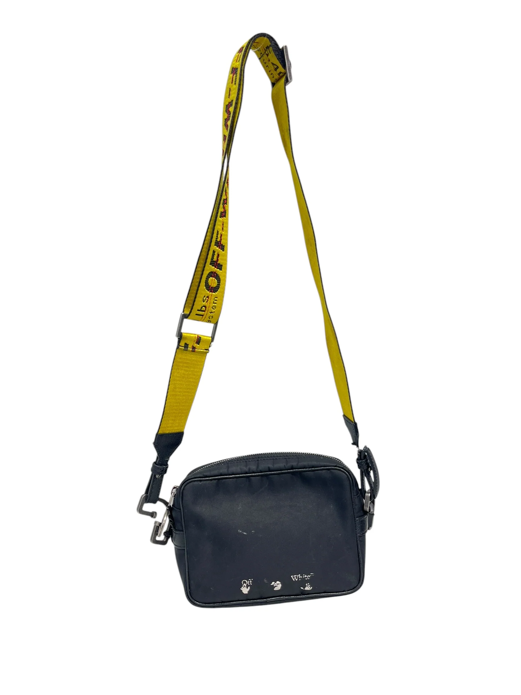 OFF-WHITE/Cross Body Bag/Nylon/BLK/industrial strap/rectangle bag