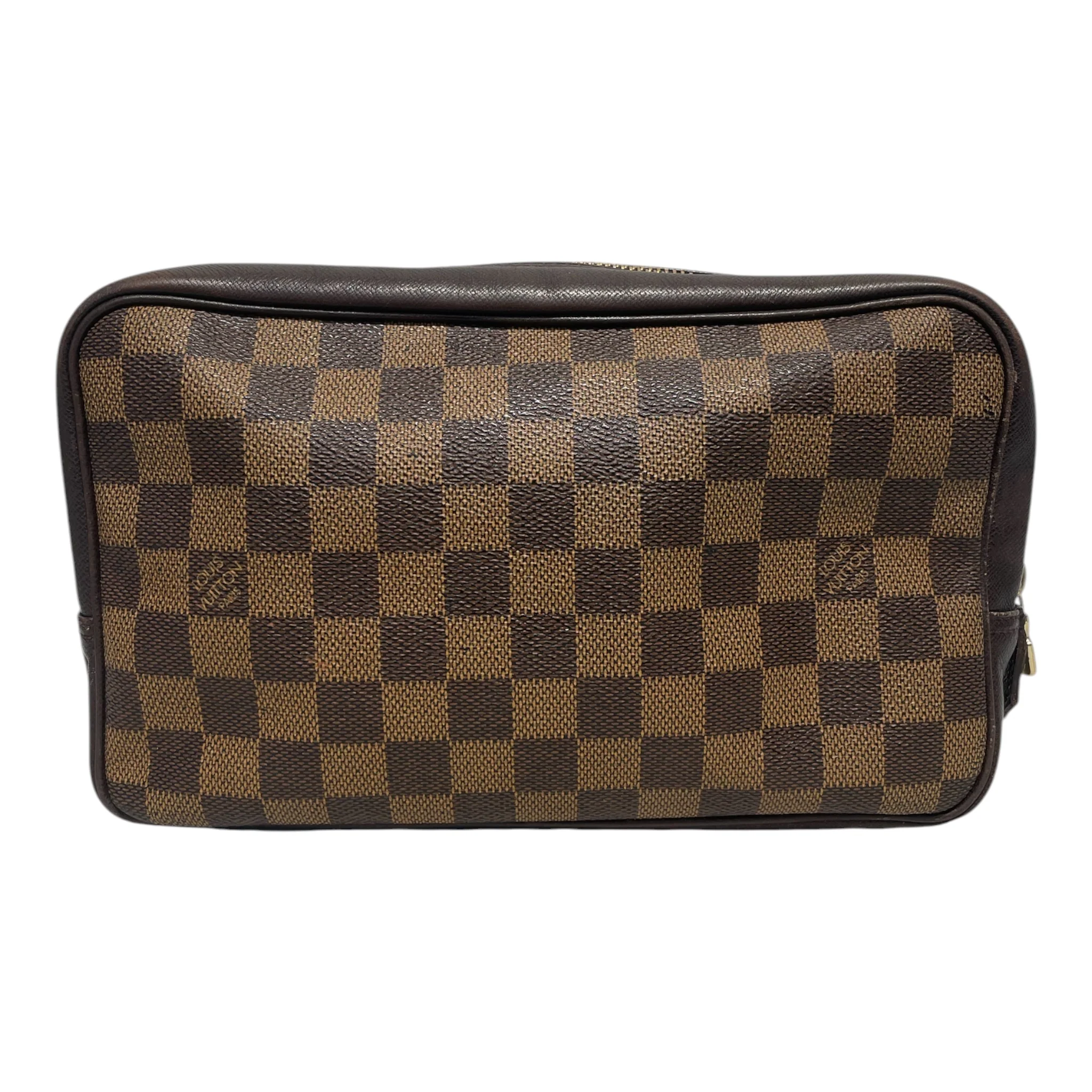 LOUIS VUITTON/Pouch/Monogram/Leather/BRW/Damier ebene makeup bag