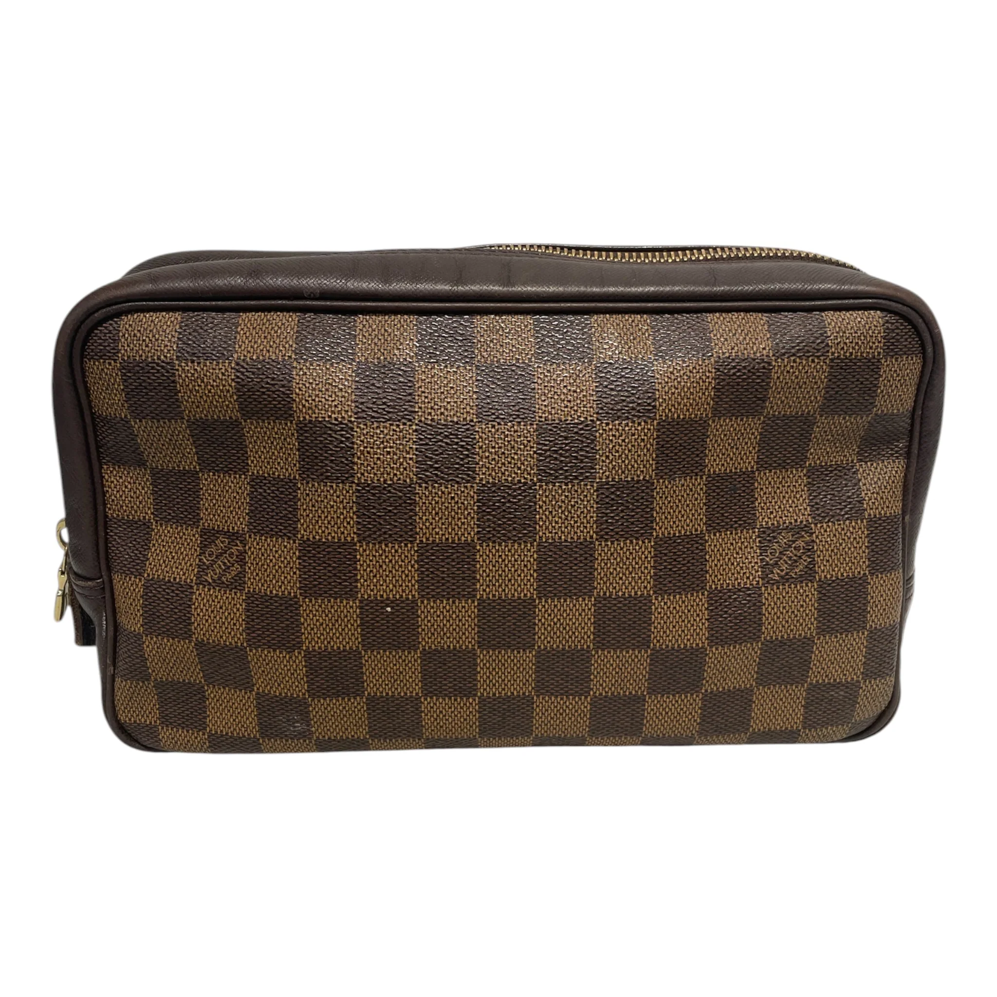 LOUIS VUITTON/Pouch/Monogram/Leather/BRW/Damier ebene makeup bag