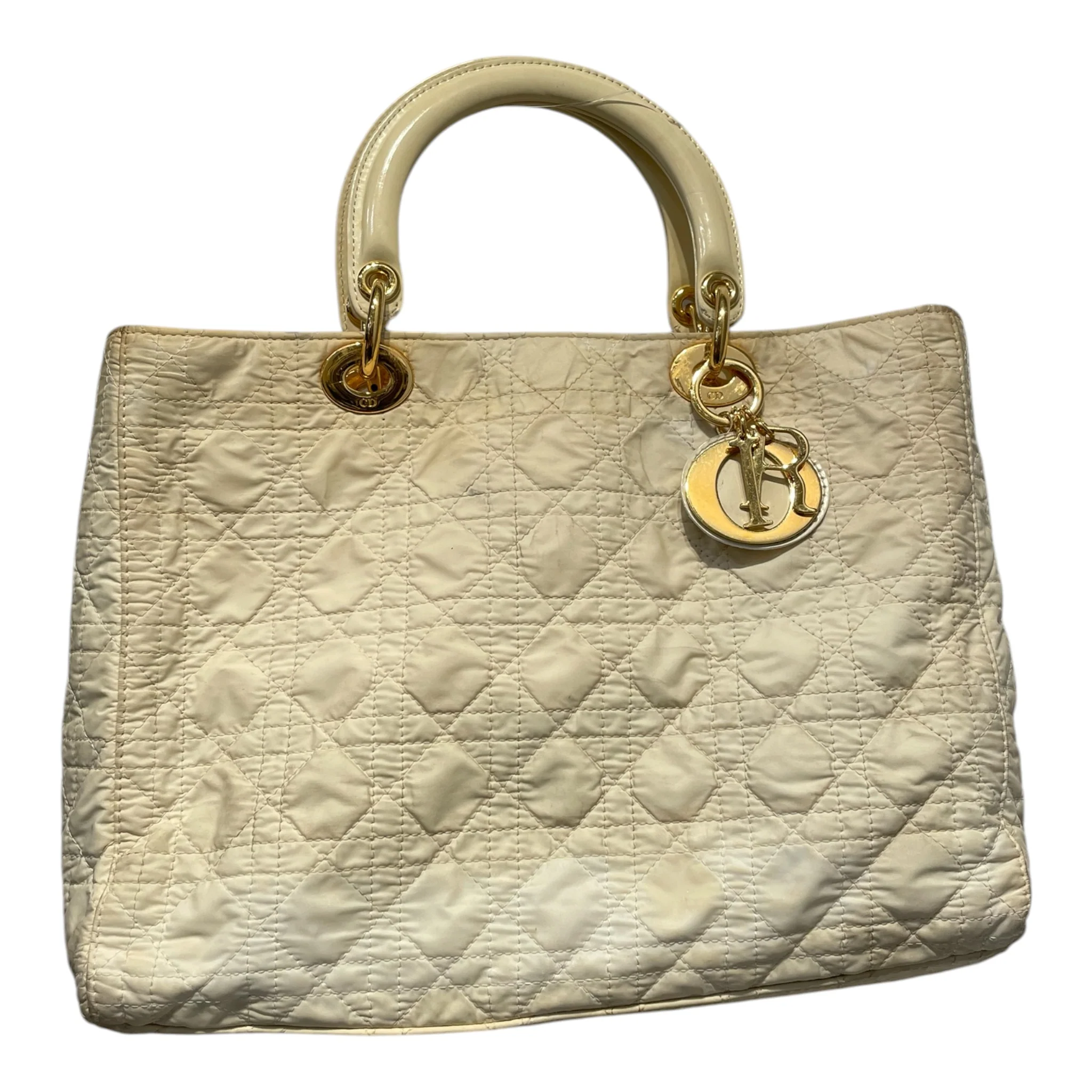 Christian Dior/Tote Bag/Nylon/WHT/Lady Dior