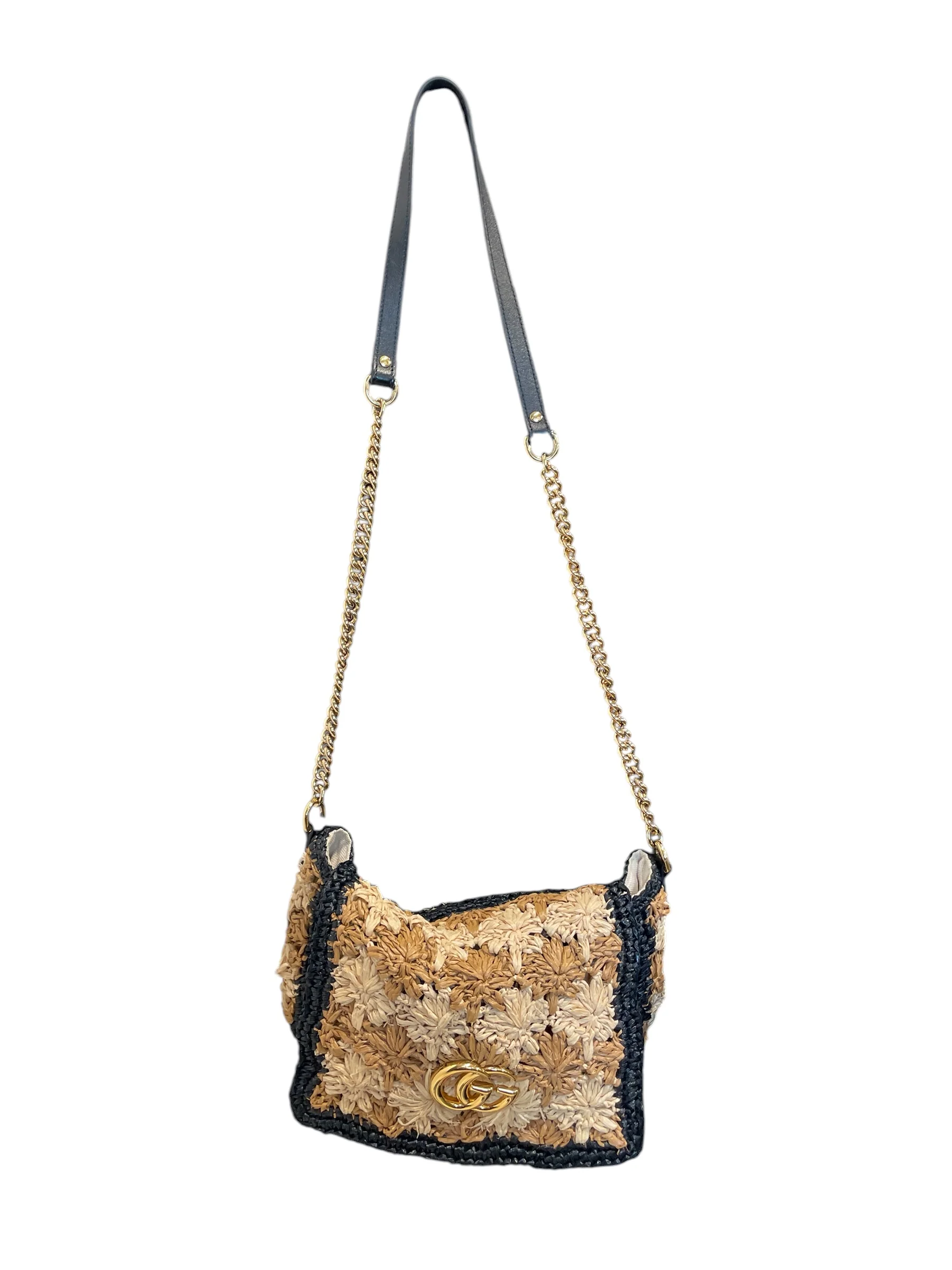 GUCCI/Cross Body Bag/BEG/GG MARMONT FLORAL RAFFIA
