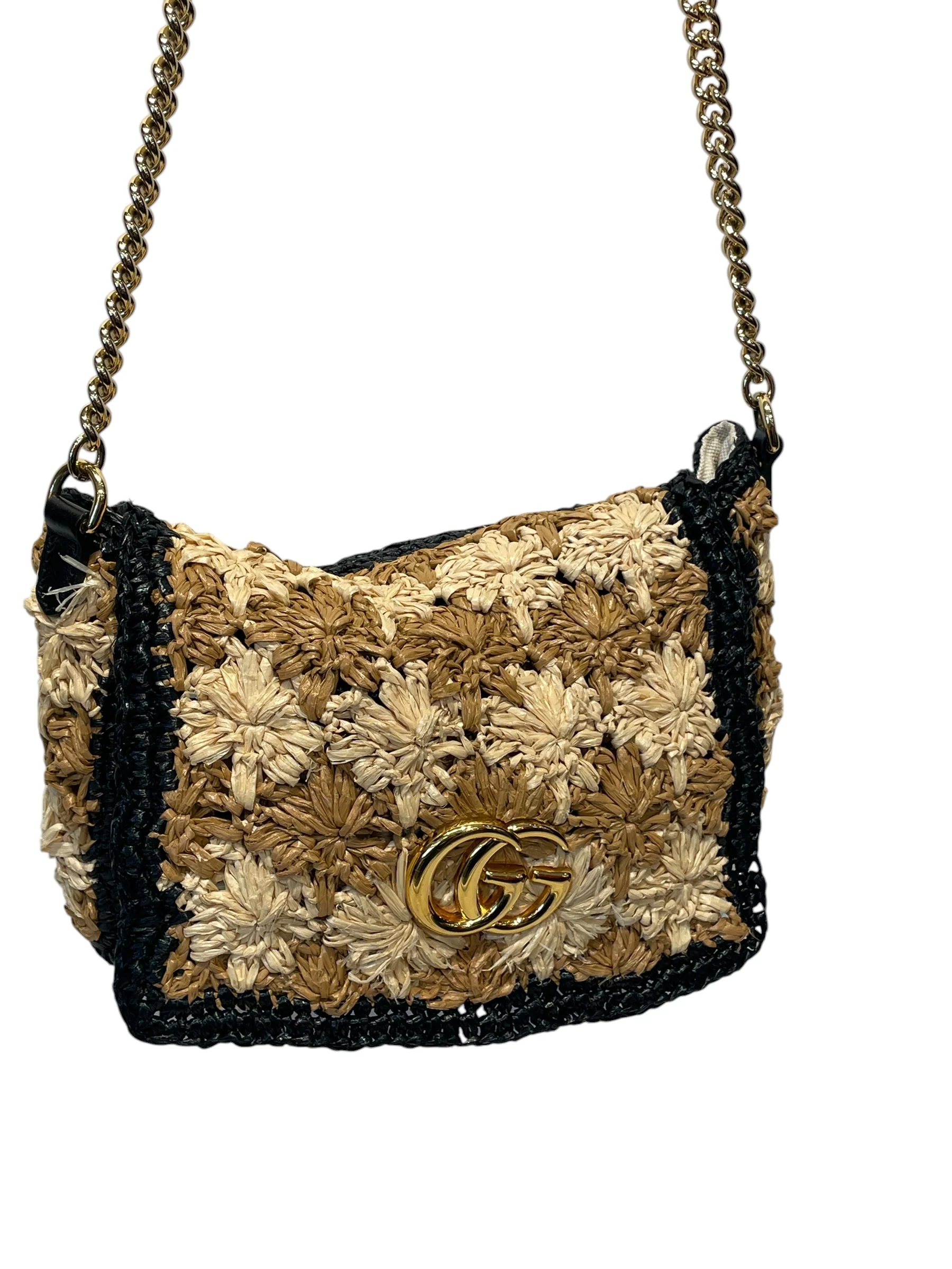 GUCCI/Cross Body Bag/BEG/GG MARMONT FLORAL RAFFIA