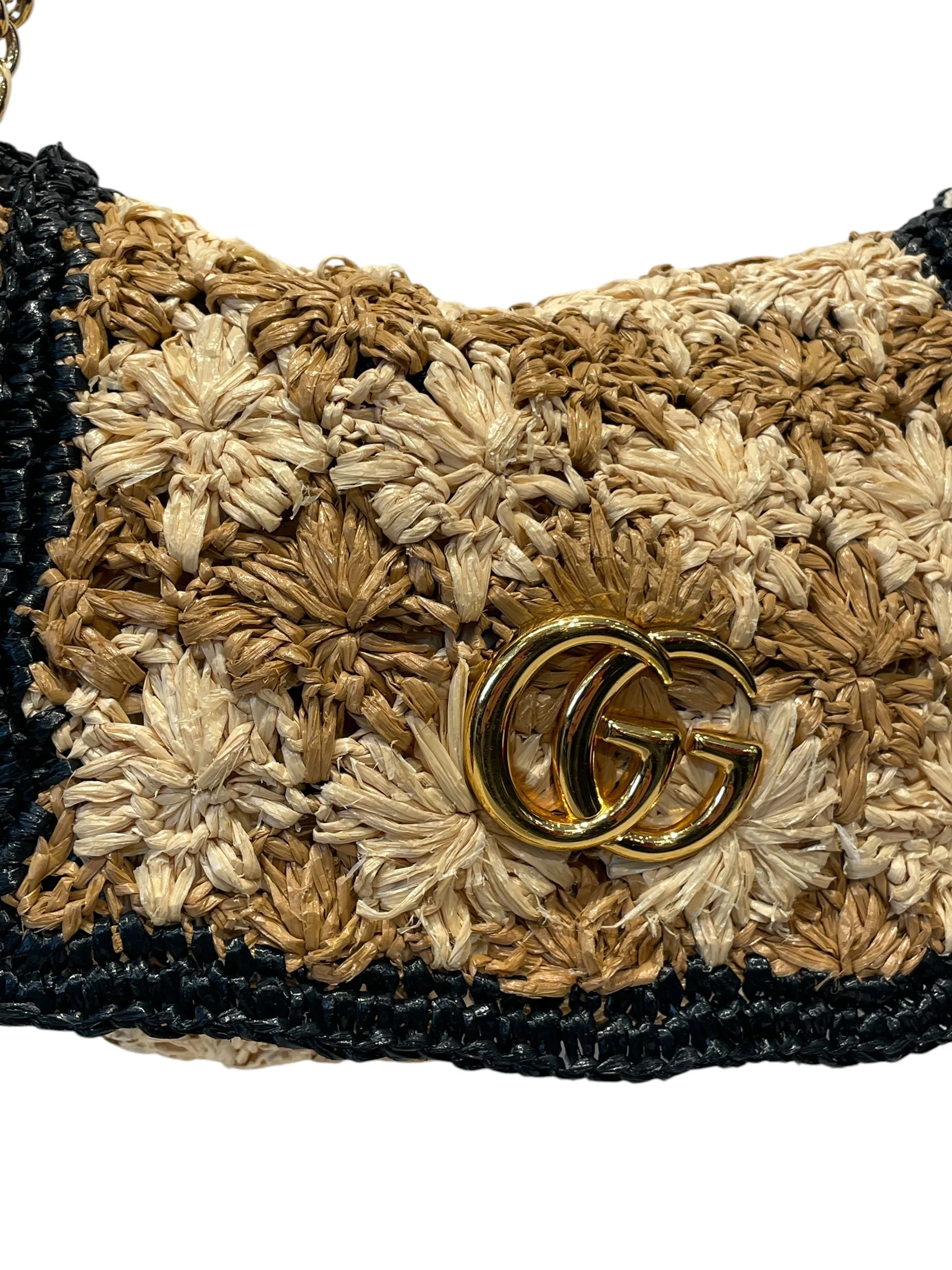 GUCCI/Cross Body Bag/BEG/GG MARMONT FLORAL RAFFIA