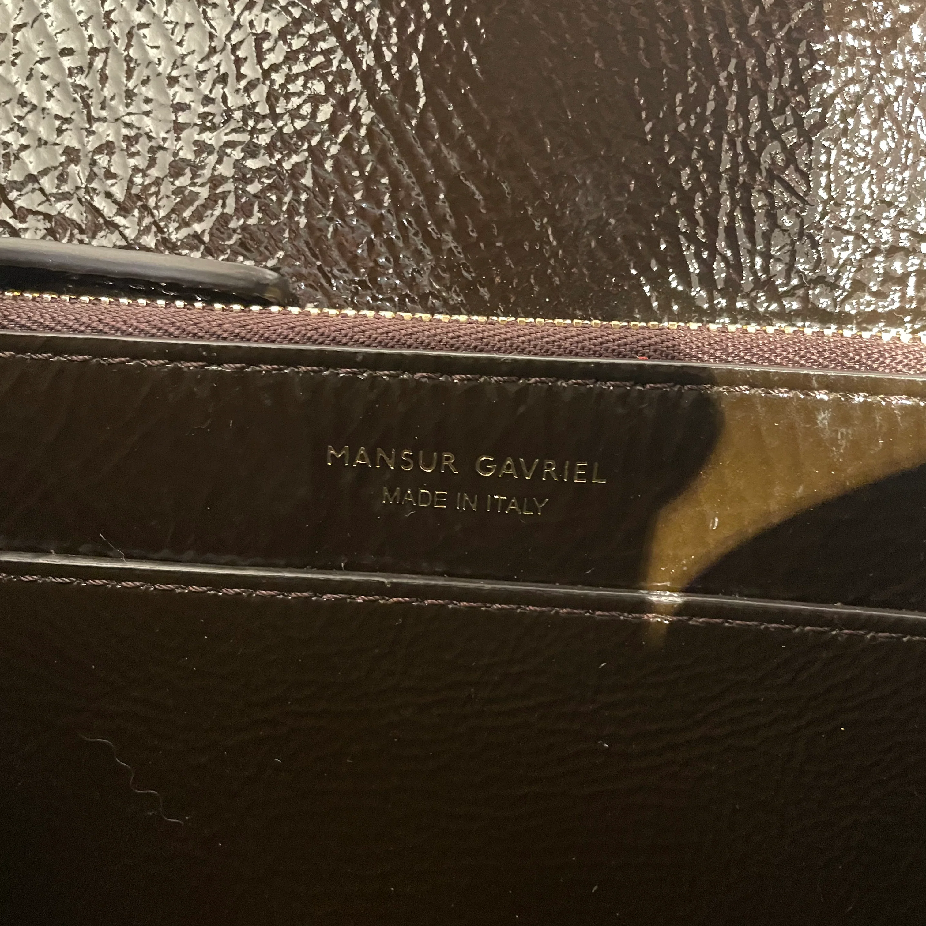 Mansur Gavriel/Cross Body Bag/Leather/BRW/PATENT LEATHER SATCHEL
