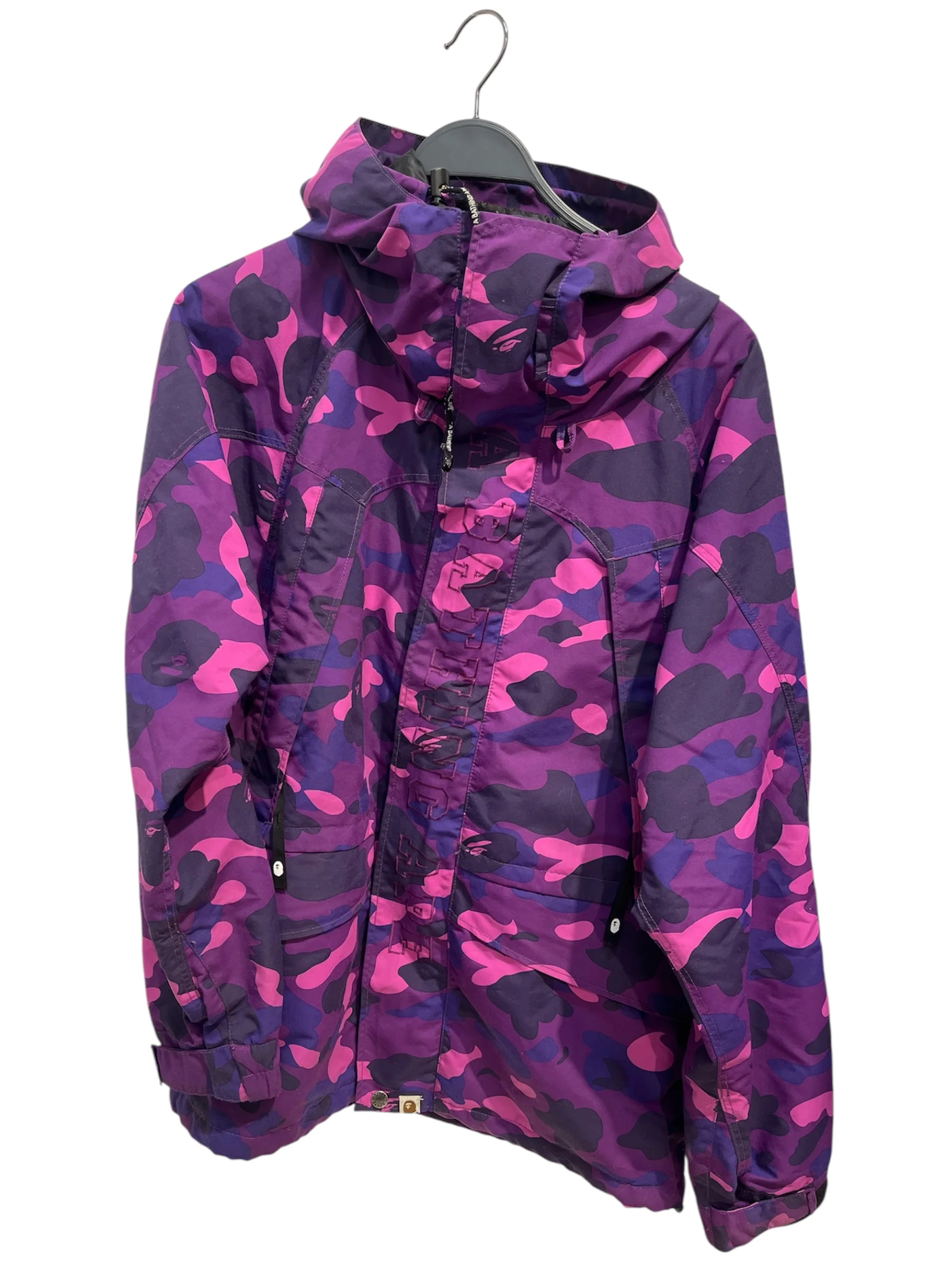 A BATHING APE/Jacket/XL/Polyester/PUP/Camouflage/SNOWBOARD LETTERING DOWN ZIP