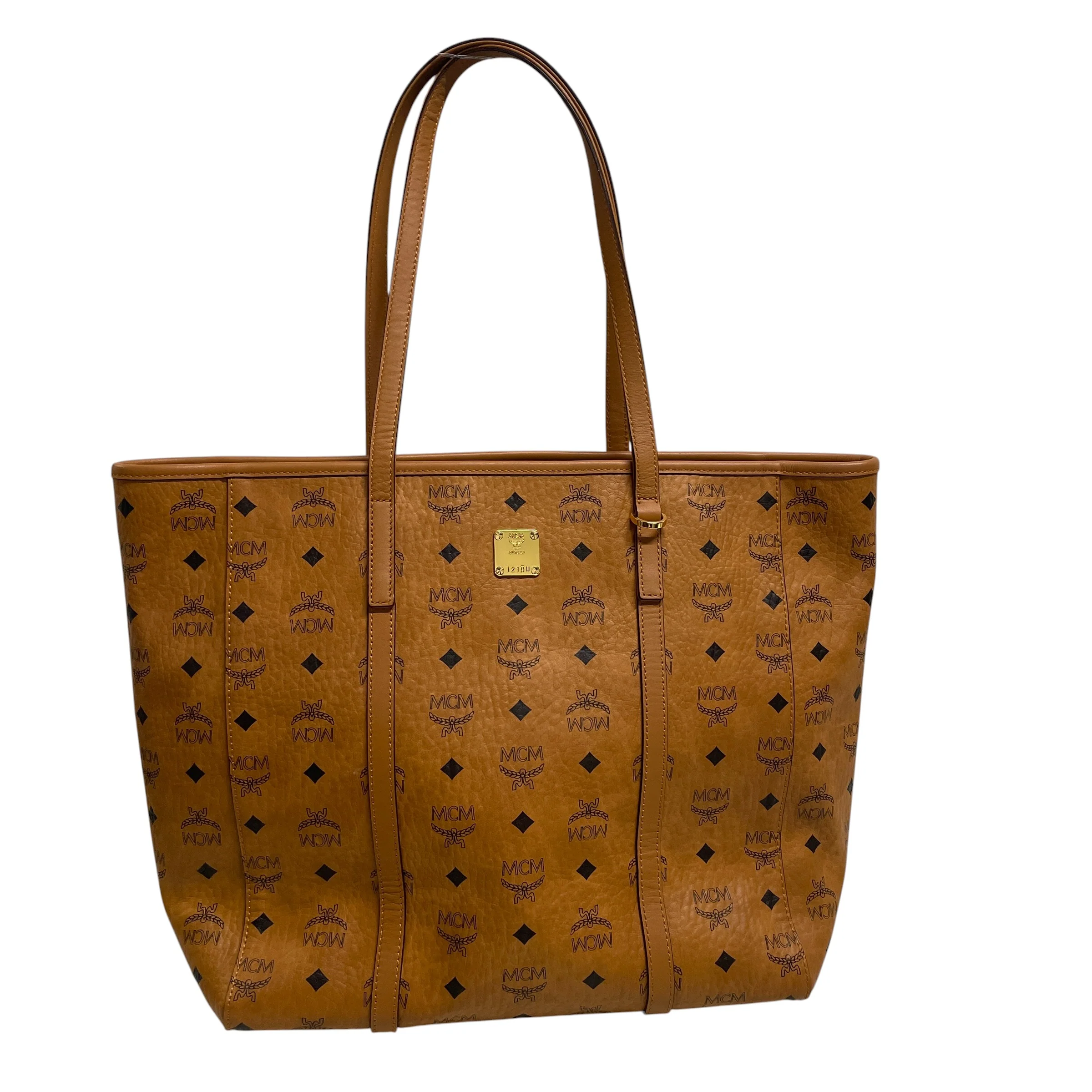 MCM/Tote Bag/Monogram/Leather/CML/BLK MNOGRM/ GLD HARDWARE/ TOTE