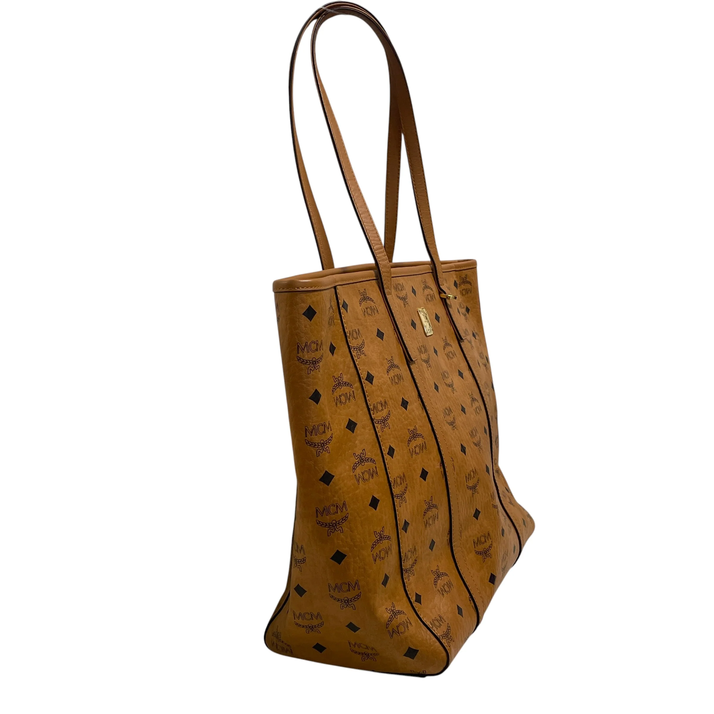 MCM/Tote Bag/Monogram/Leather/CML/BLK MNOGRM/ GLD HARDWARE/ TOTE