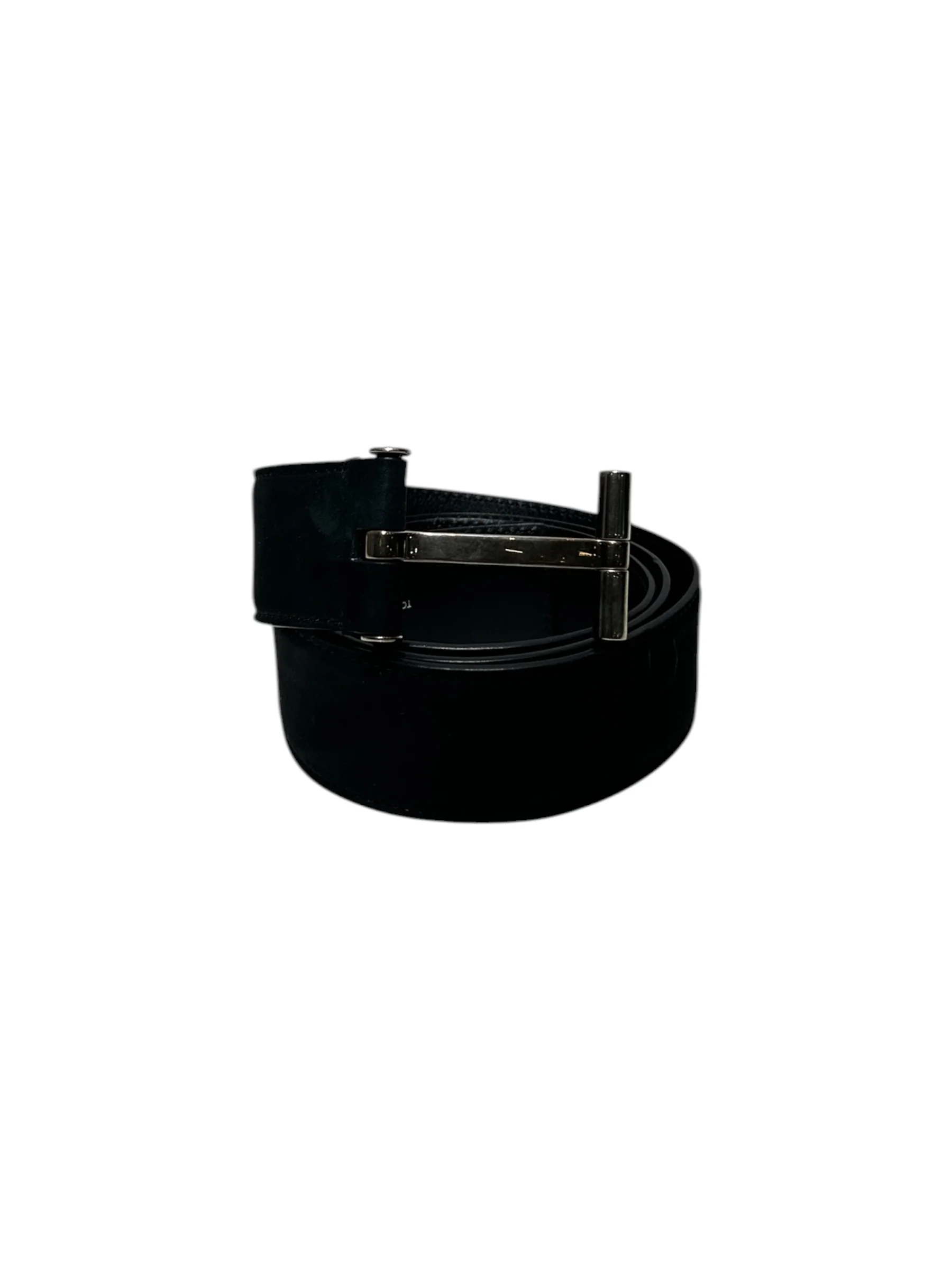 TOM FORD/Belt/Suede/BLK/SUEDE SILVER T BUCKLE