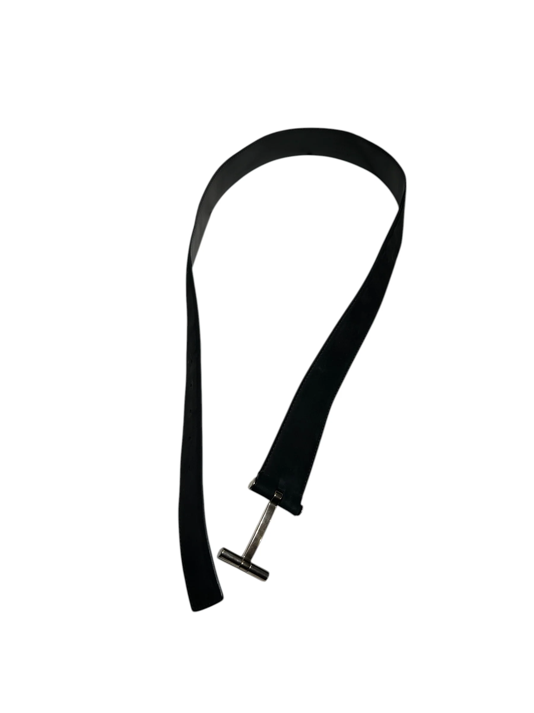TOM FORD/Belt/Suede/BLK/SUEDE SILVER T BUCKLE