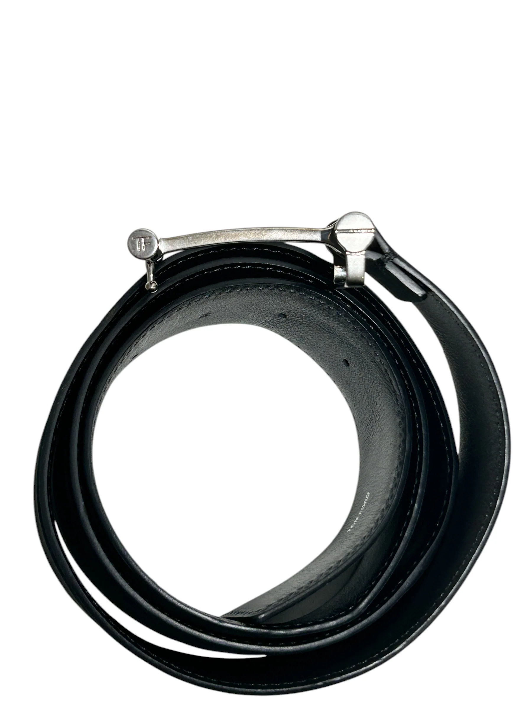 TOM FORD/Belt/Suede/BLK/SUEDE SILVER T BUCKLE