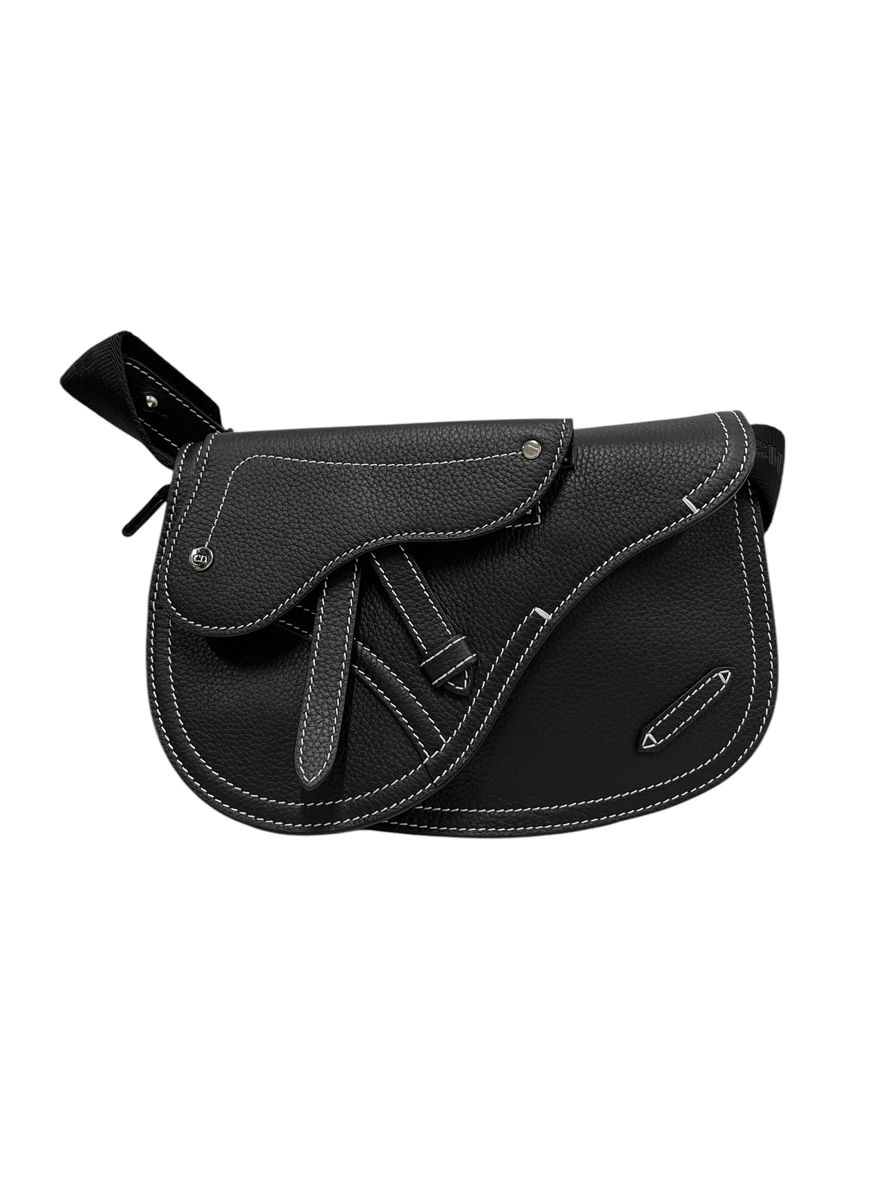 Christian Dior/Cross Body Bag/Leather/BLK/Saddle Bag