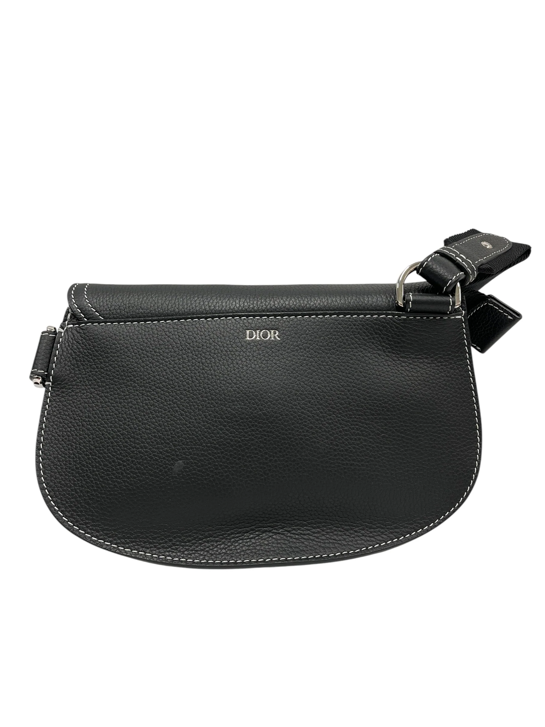 Christian Dior/Cross Body Bag/Leather/BLK/Saddle Bag