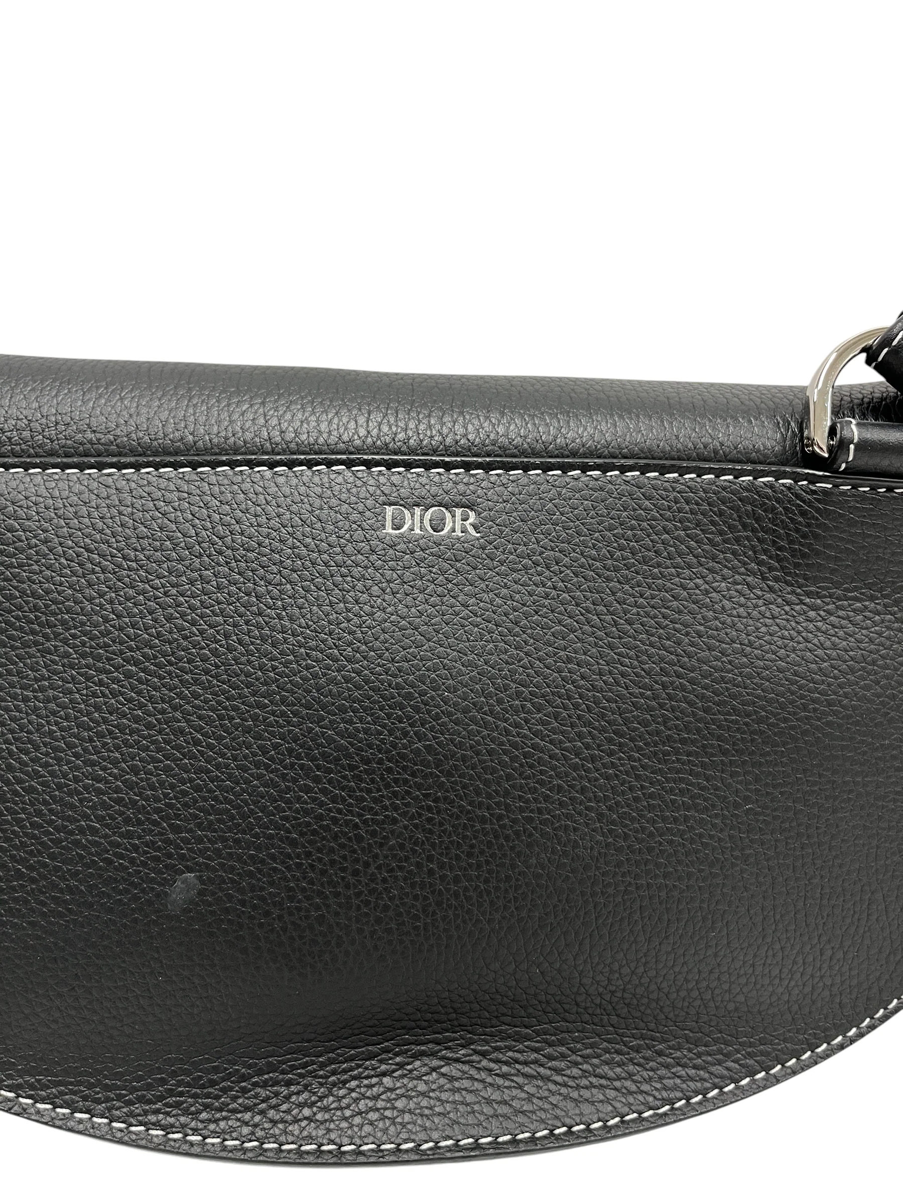 Christian Dior/Cross Body Bag/Leather/BLK/Saddle Bag