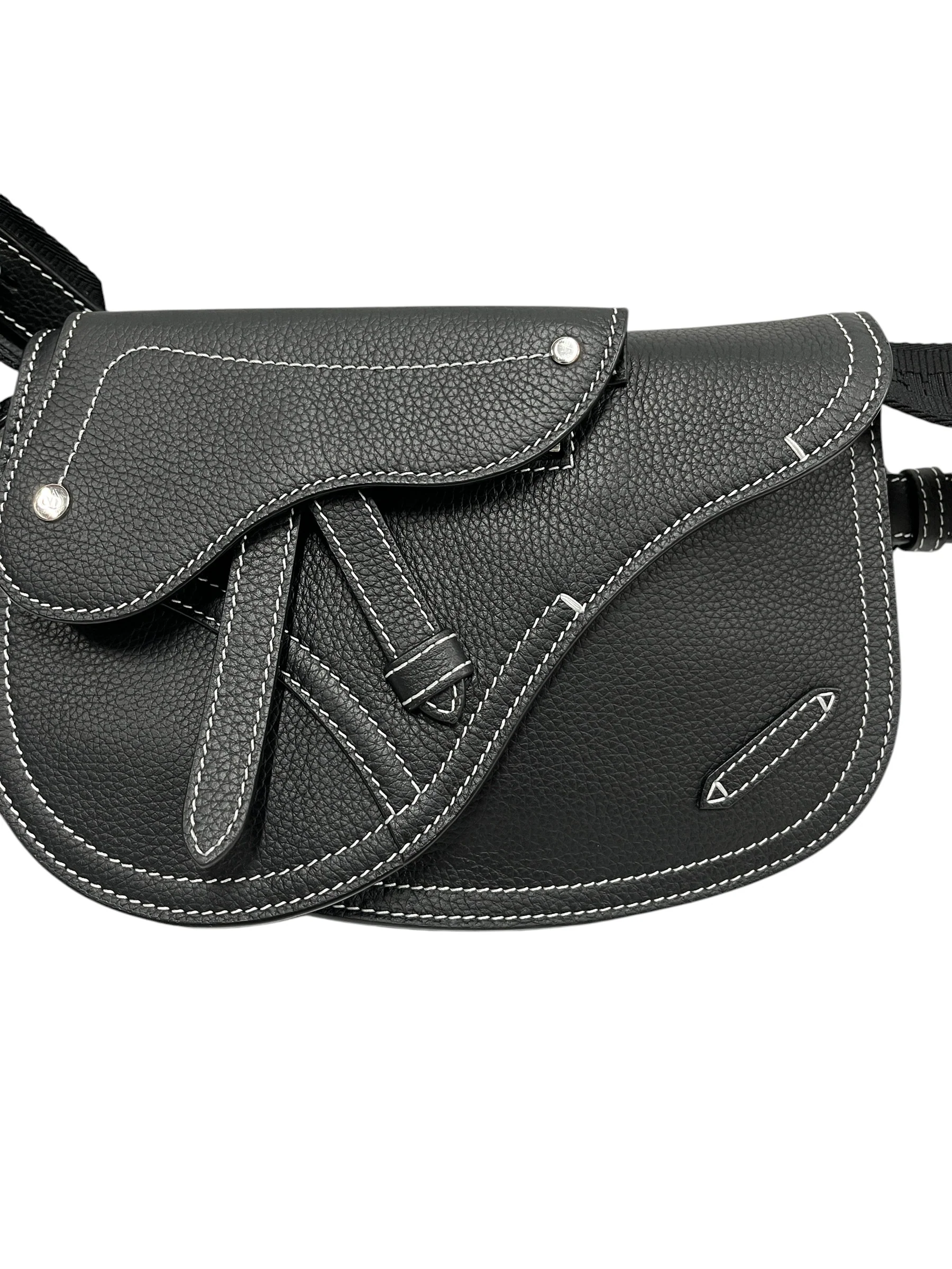 Christian Dior/Cross Body Bag/Leather/BLK/Saddle Bag