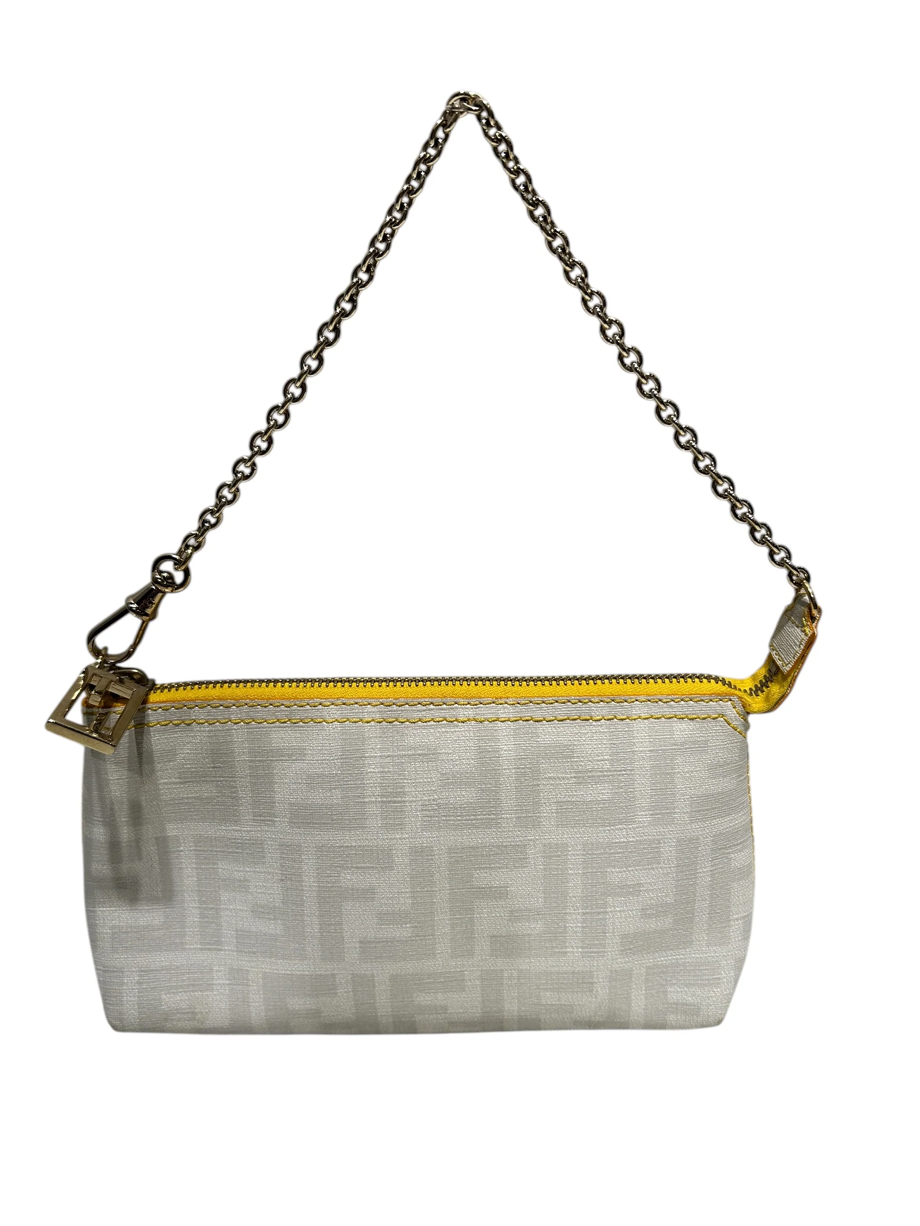 FENDI/Pouch/Monogram/Leather/WHT/ZUCCA CHAIN