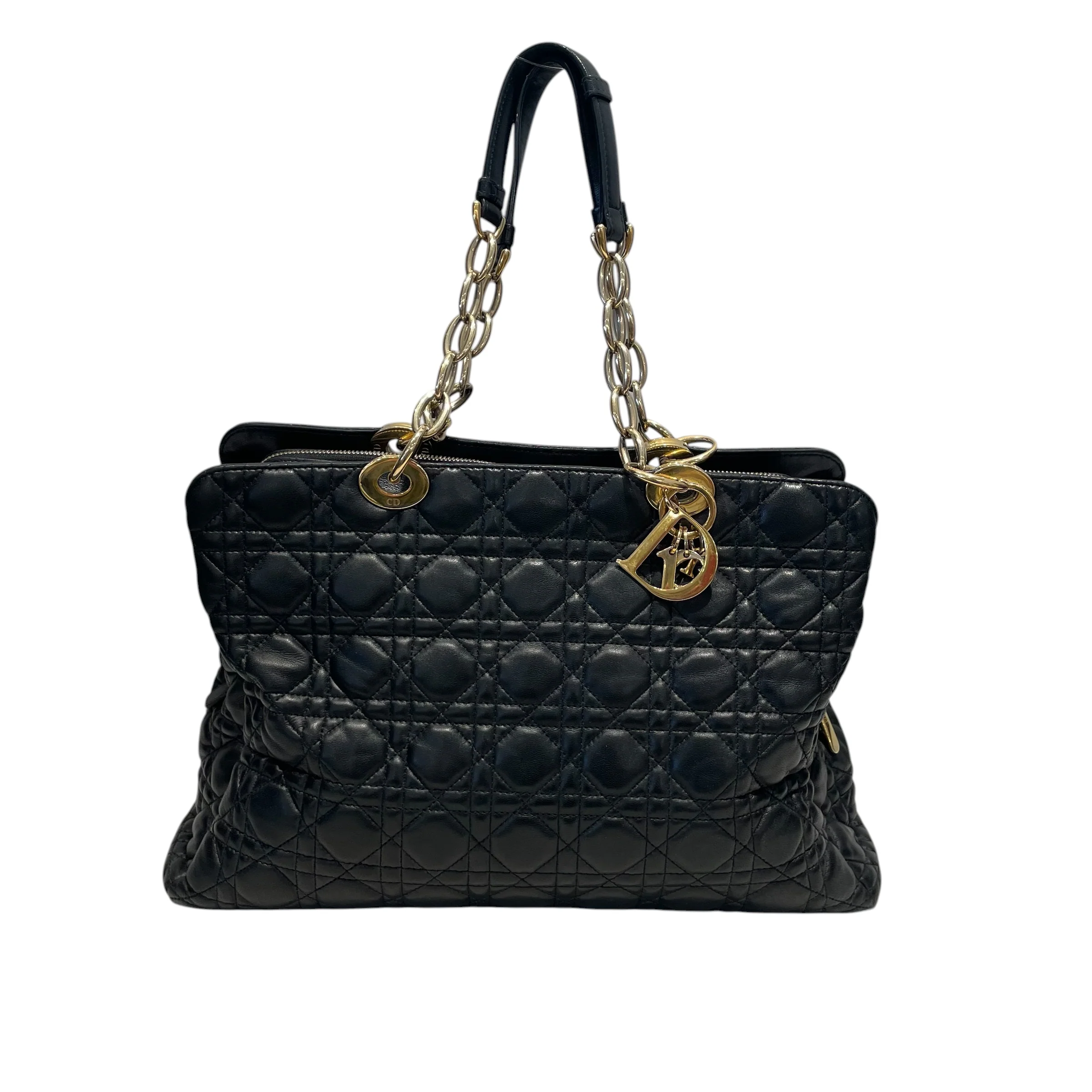 Christian Dior/Tote Bag/Leather/BLK/Soft Shopping