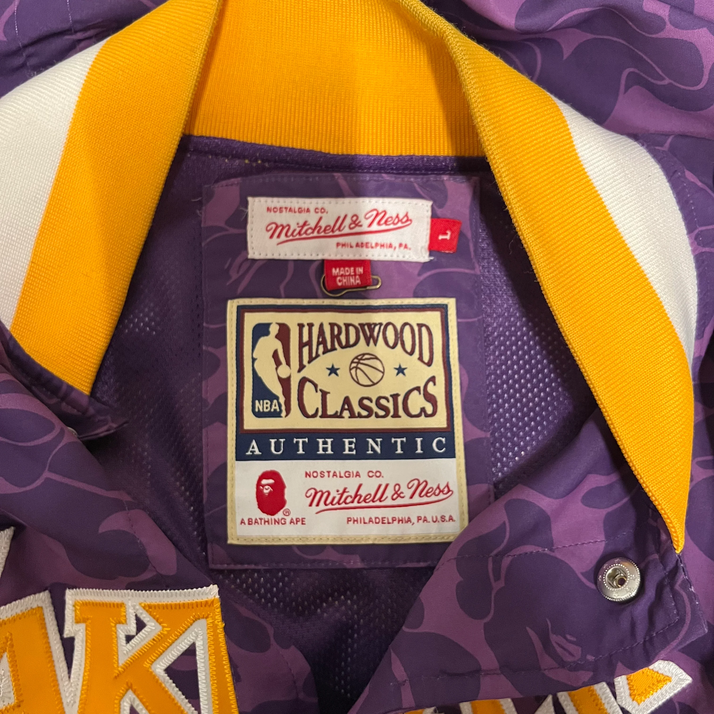 A BATHING APE/Windbreaker/L/Nylon/PPL/mitchell ness