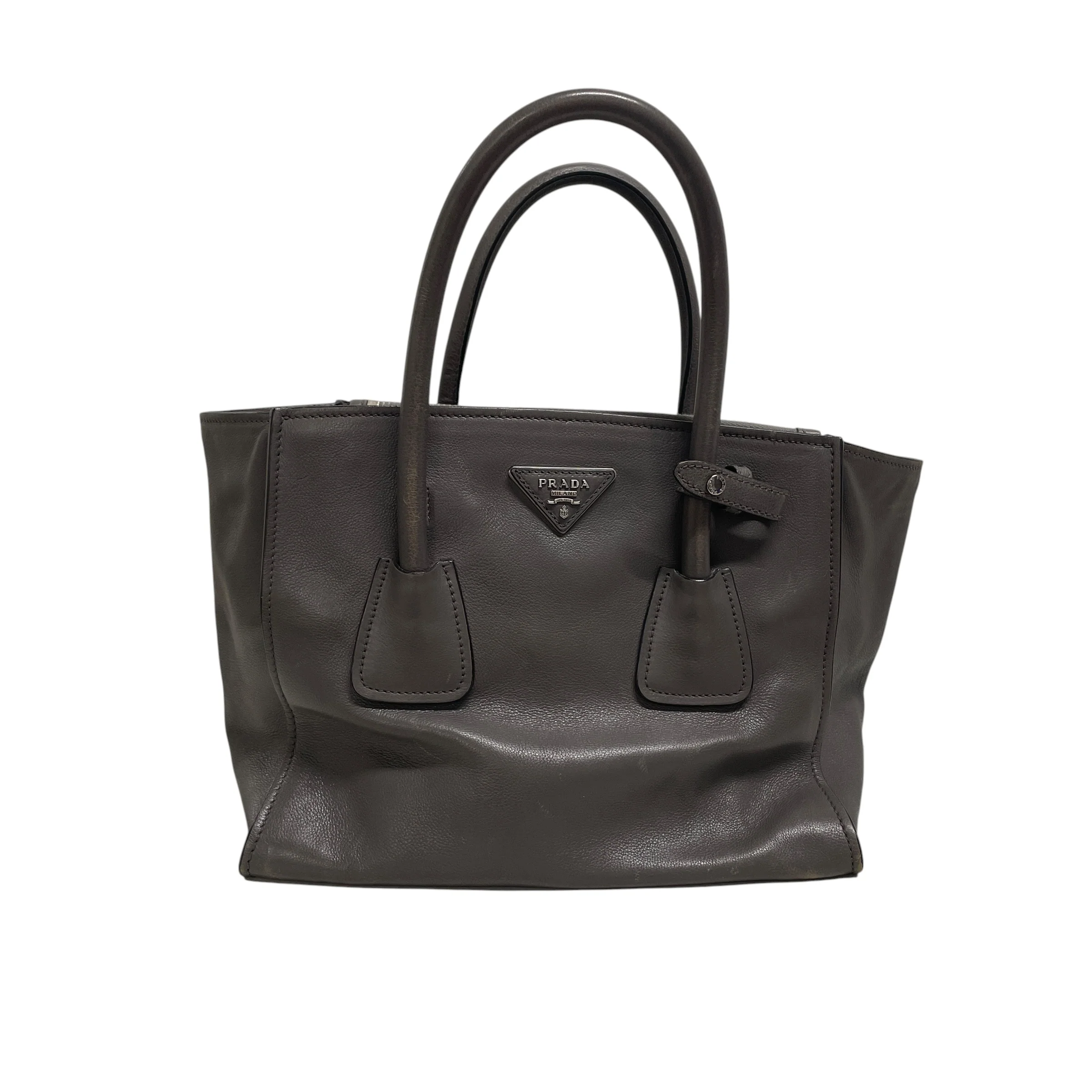 PRADA/Hand Bag/Leather/GRY/7CVRTD8/LONG STRAP INSIDE