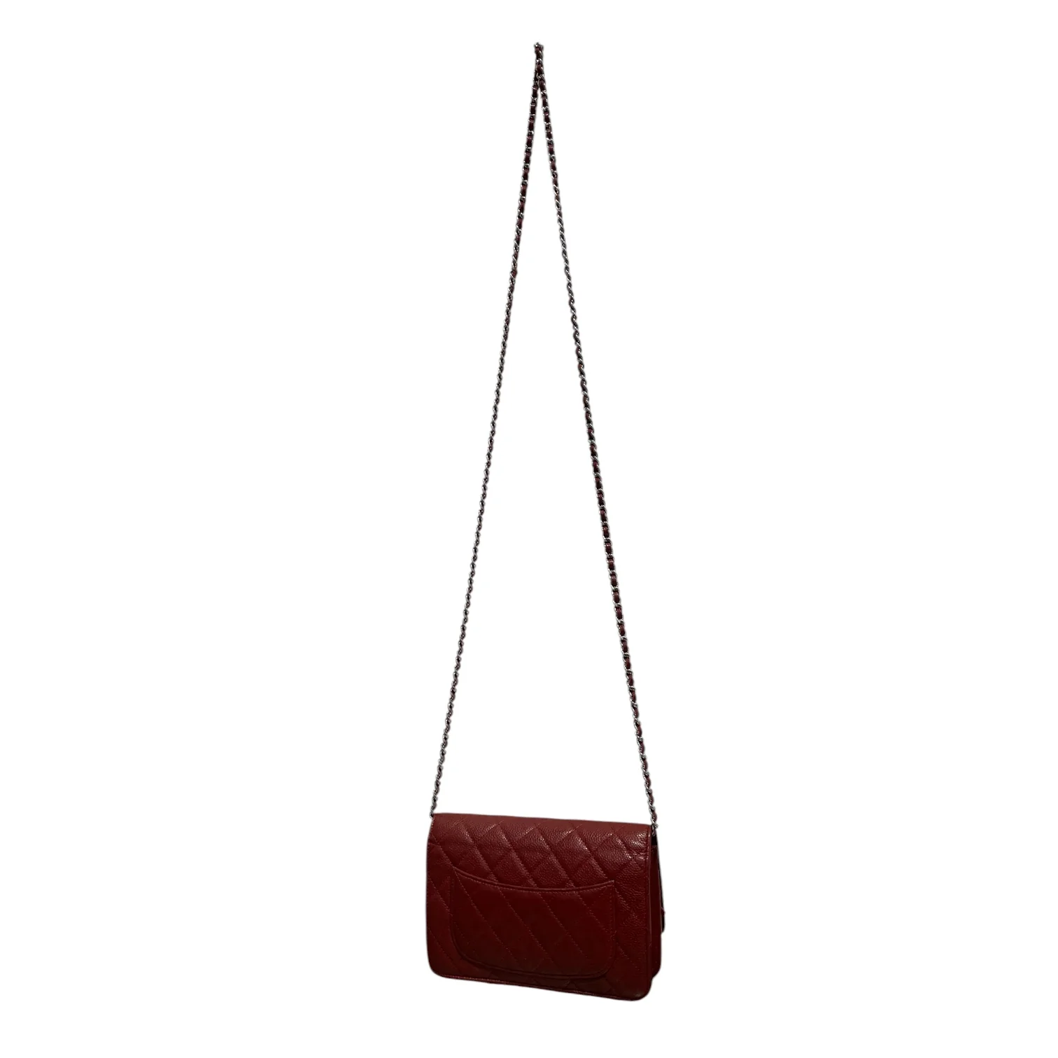 CHANEL/Cross Body Bag/Leather/BRD/caviar leather wallet on chain
