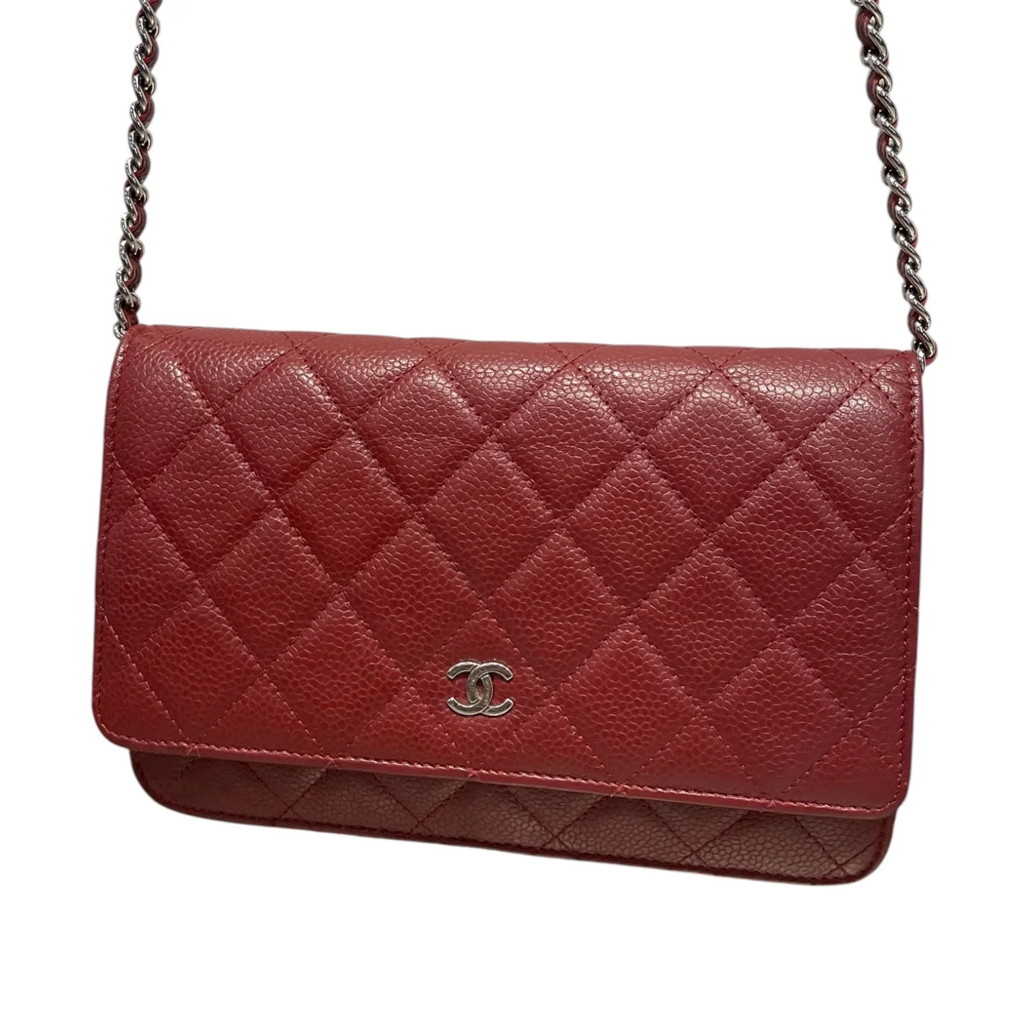 CHANEL/Cross Body Bag/Leather/BRD/caviar leather wallet on chain