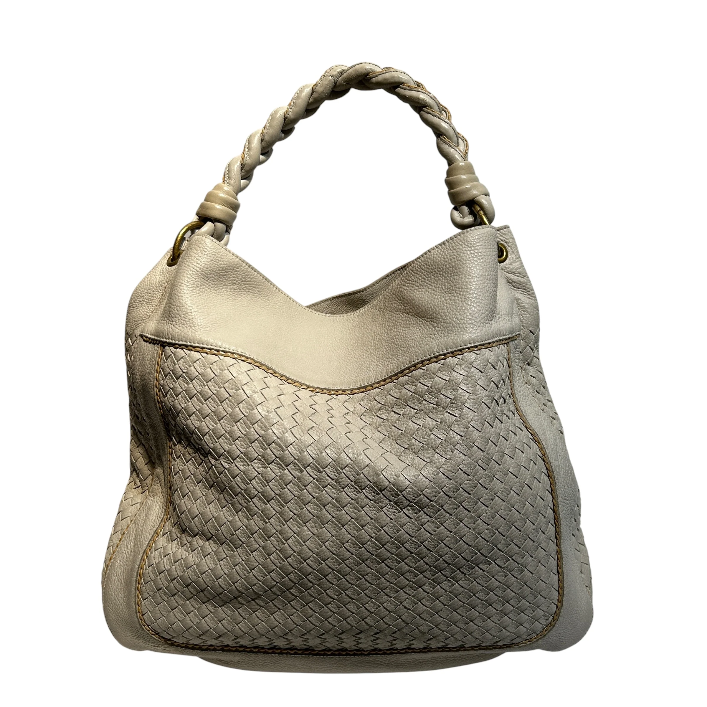 BOTTEGA VENETA/Tote Bag/Leather/CRM/Intrecciato Hobo Shoulder Bag