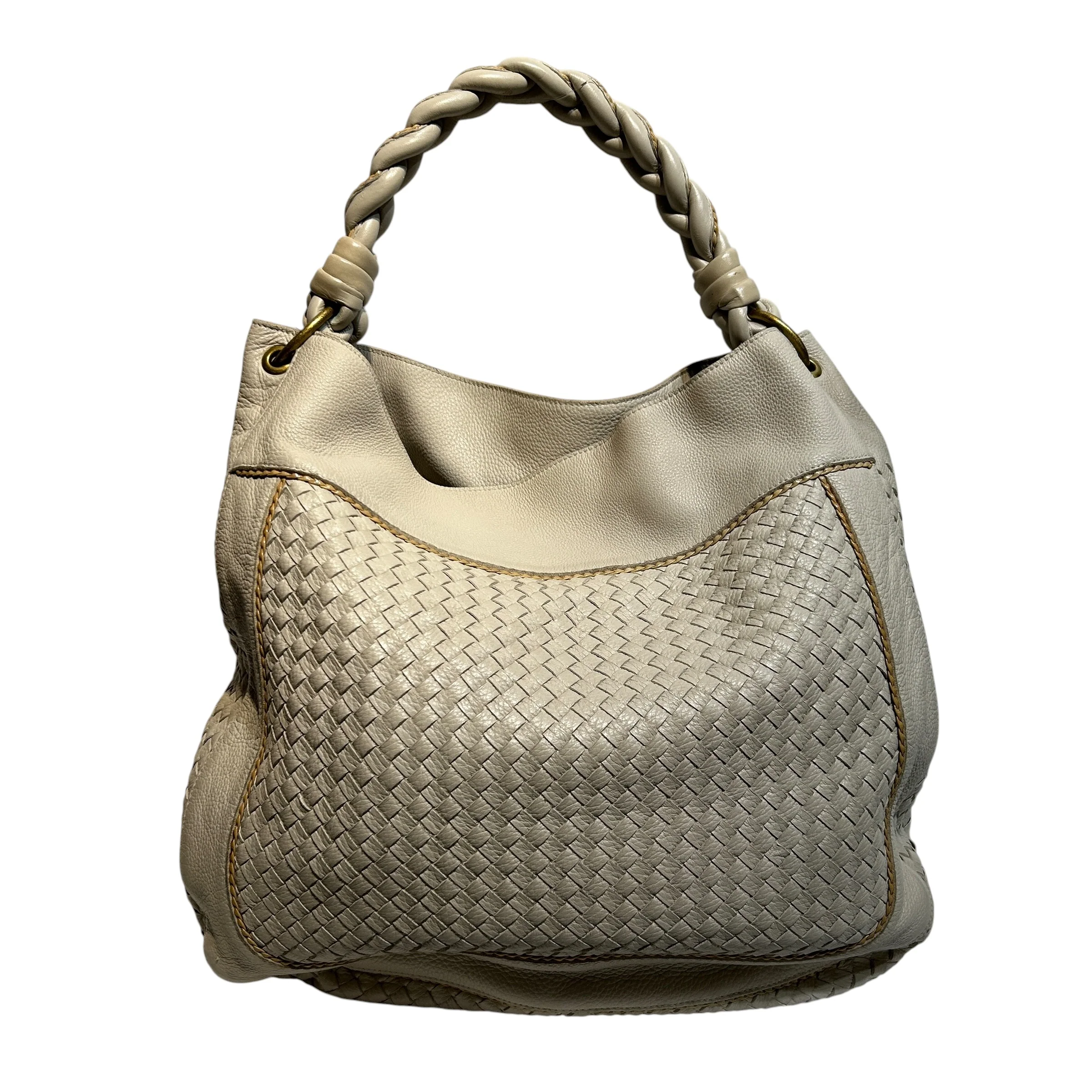 BOTTEGA VENETA/Tote Bag/Leather/CRM/Intrecciato Hobo Shoulder Bag