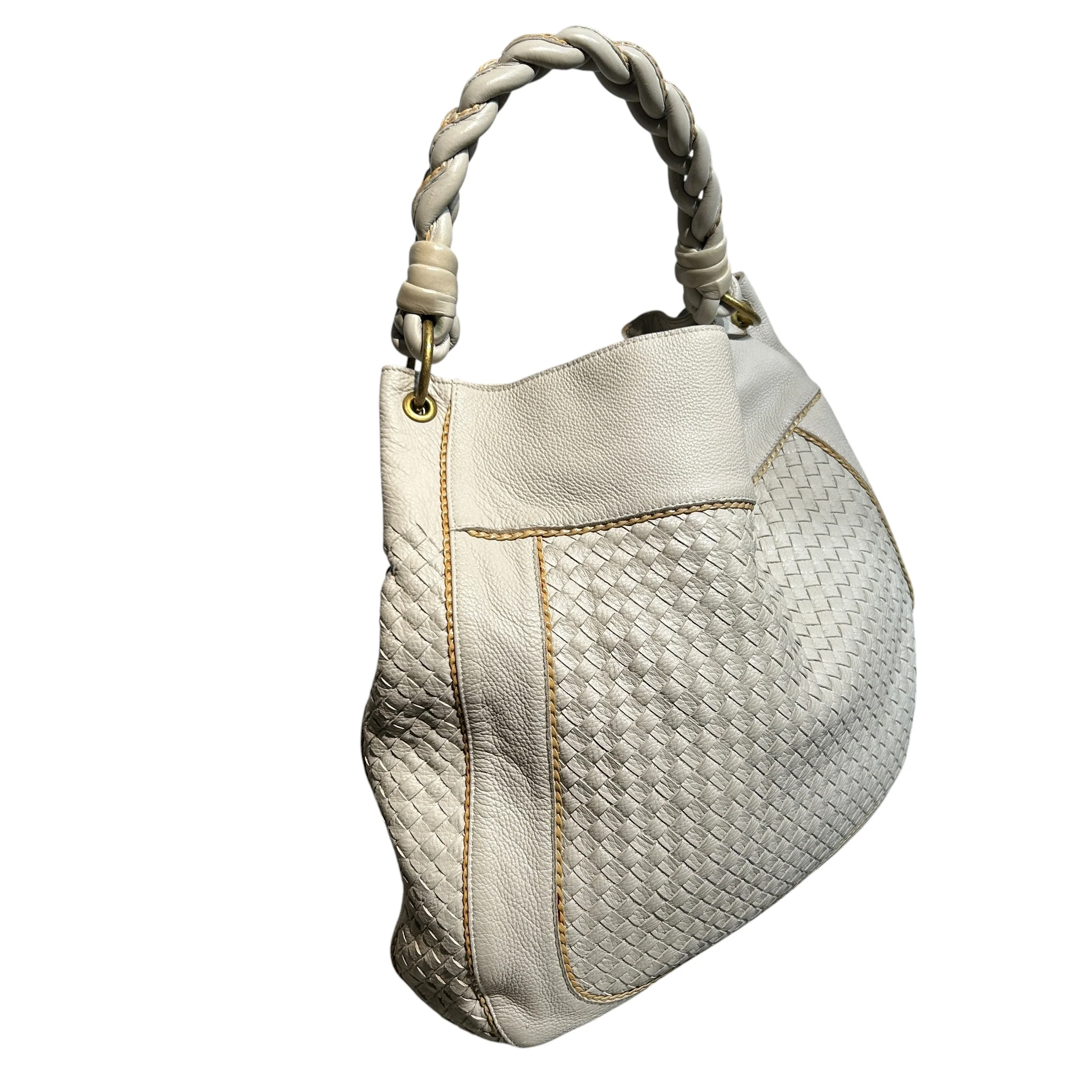 BOTTEGA VENETA/Tote Bag/Leather/CRM/Intrecciato Hobo Shoulder Bag