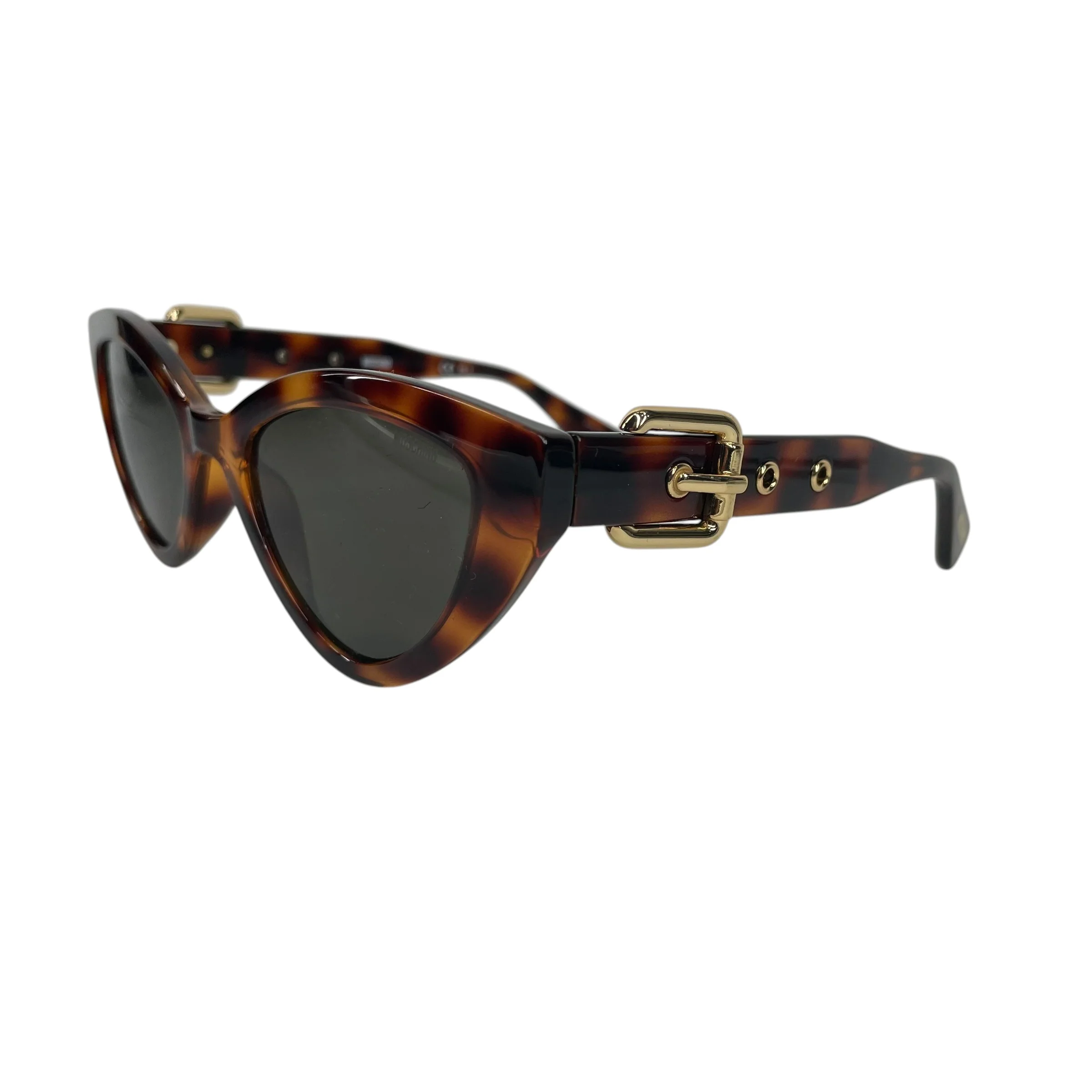 MOSCHINO/Sunglasses/All Over Print/Tortoiseshell Pattern/BRW/Oval/GOLD BELT BUCKLE ON ARMS