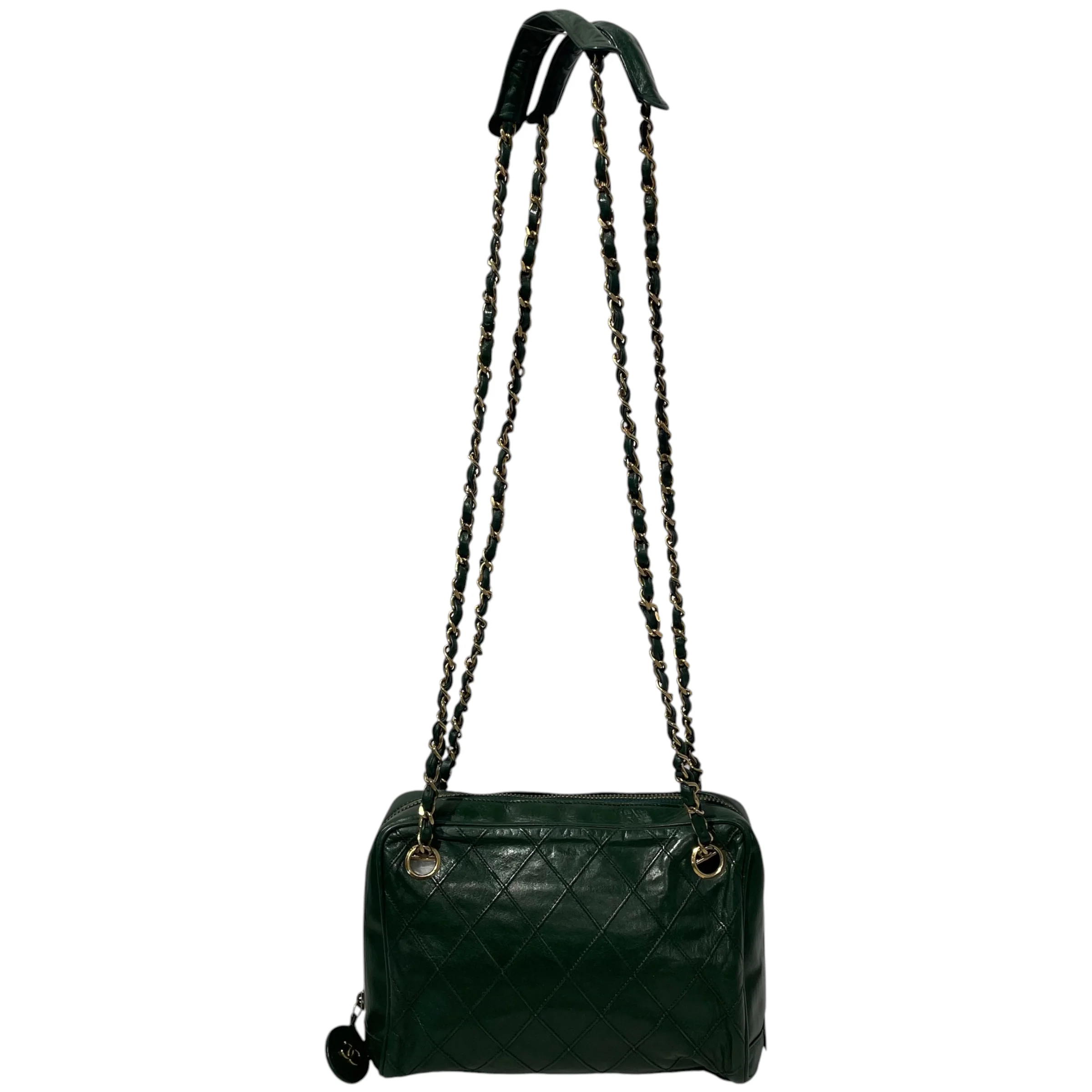 CHANEL/Cross Body Bag/Lambskin/GRN/vintage