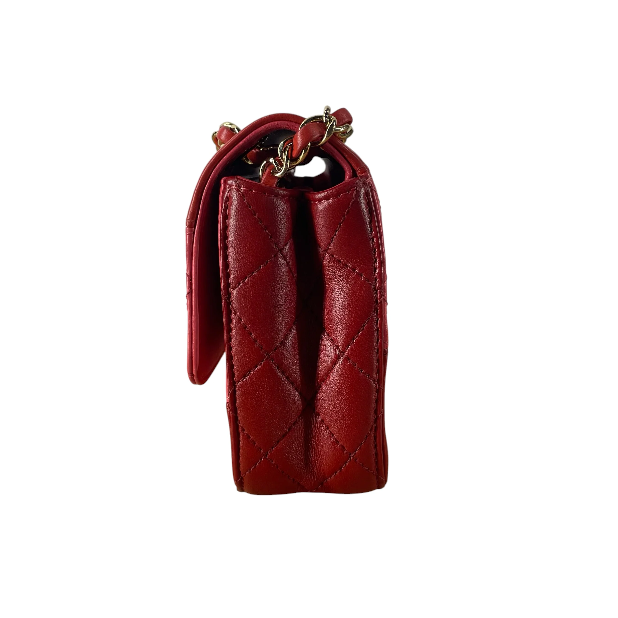 CHANEL/Cross Body Bag/Lambskin/RED/TRI COLOR LAMBSKIN QUILTED