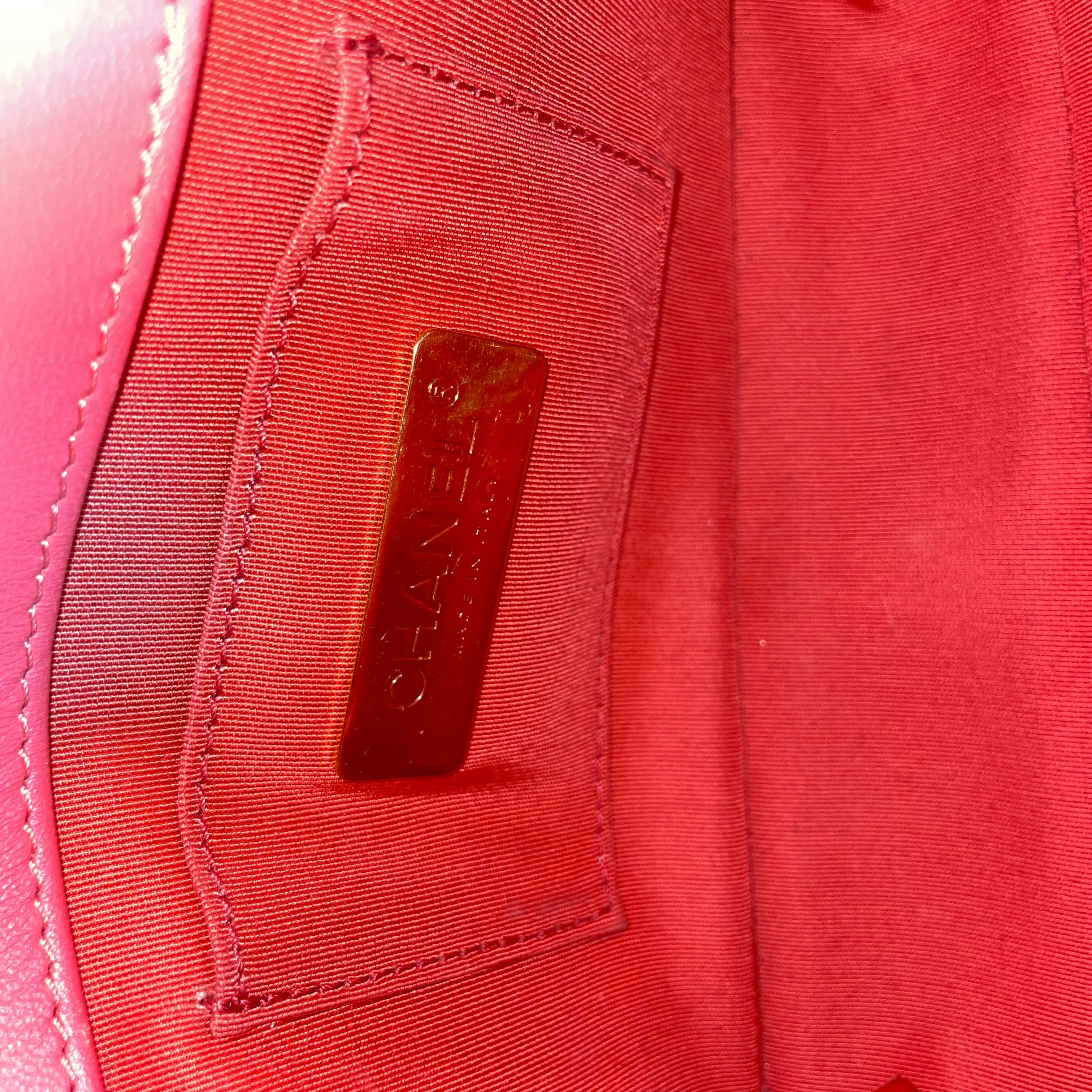 CHANEL/Cross Body Bag/Lambskin/RED/TRI COLOR LAMBSKIN QUILTED
