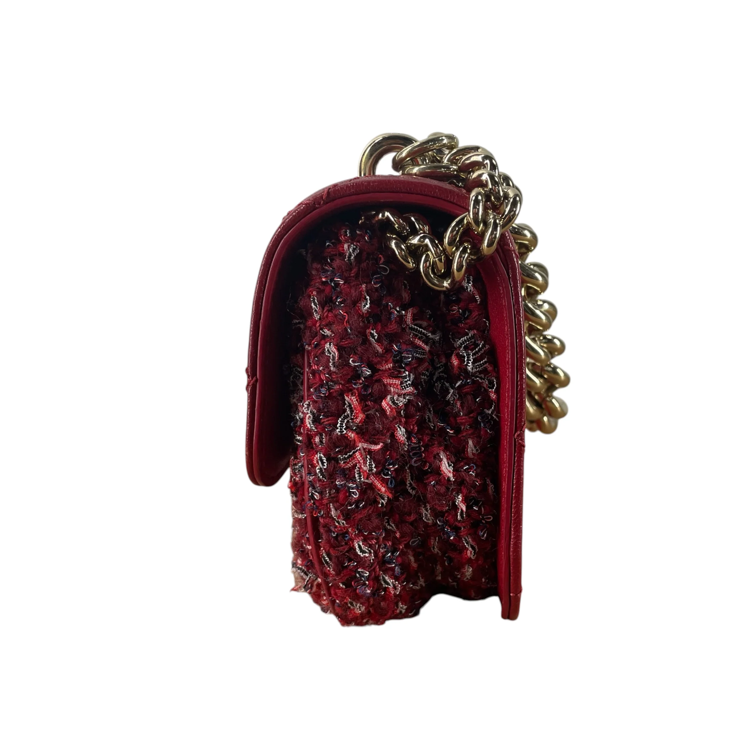CHANEL/Cross Body Bag/All Over Print/Leather/RED/TWEED LEATHER TIMELESS/CLASSIQ