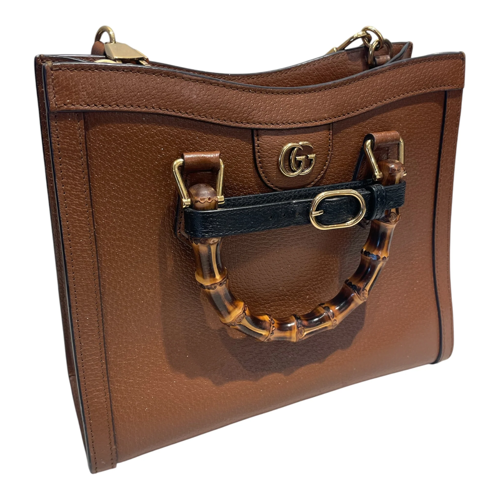 GUCCI/Cross Body Bag/Leather/BRW/diana bamboo tote