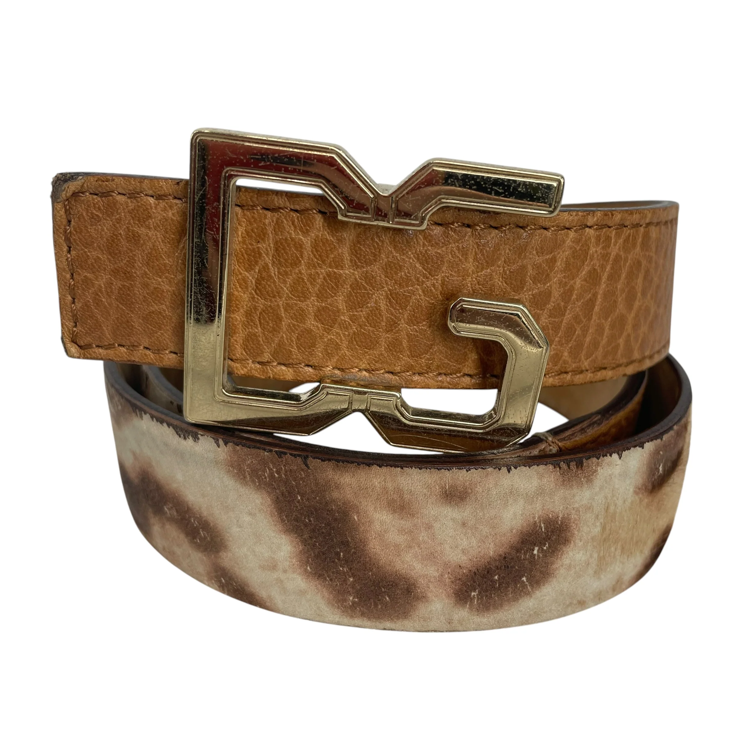 DOLCE&GABBANA/Belt/Leopard/Leather/CML/GOLD D G