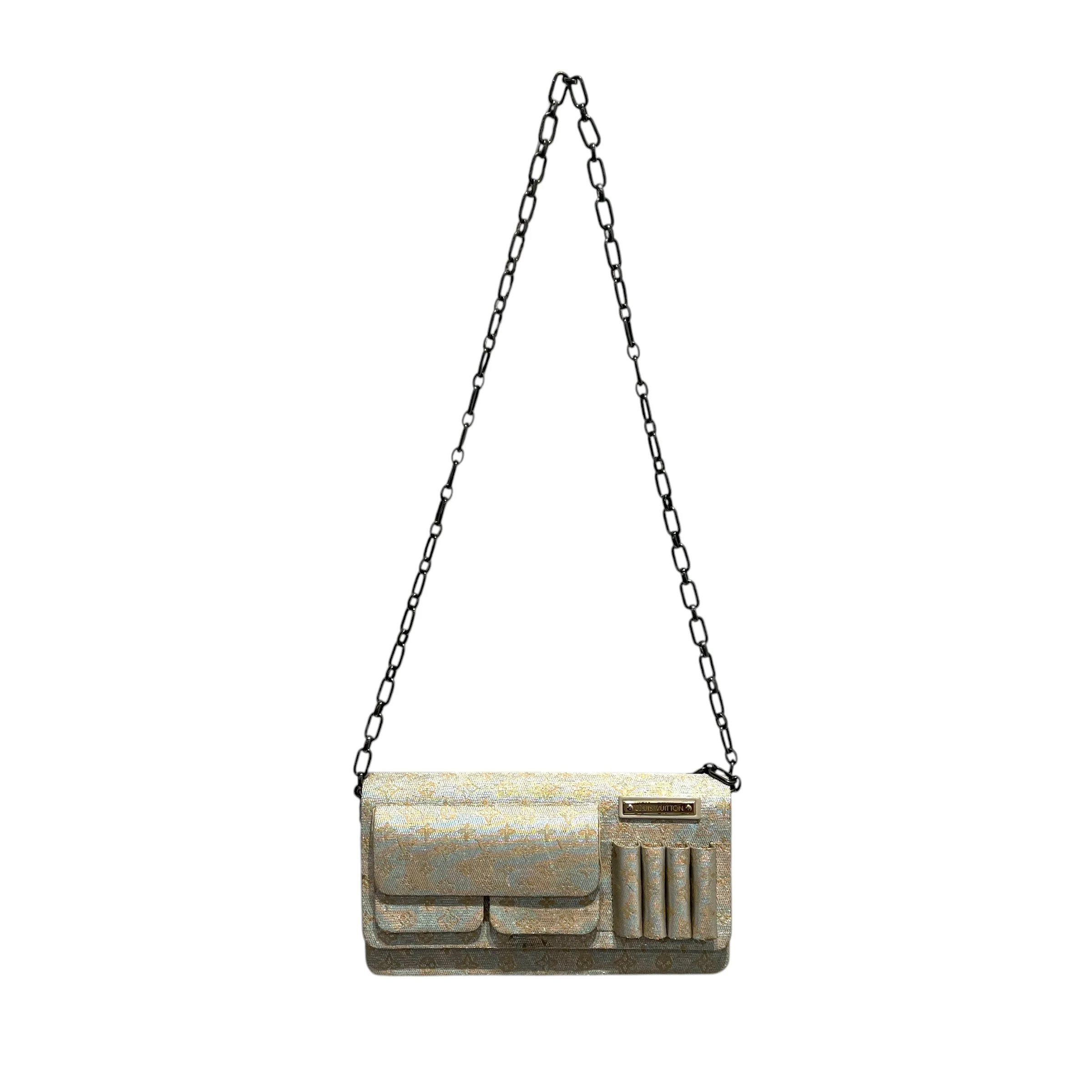 LOUIS VUITTON/Cross Body Bag/Monogram/SLV/2002 CRUISE LINE METALLIC