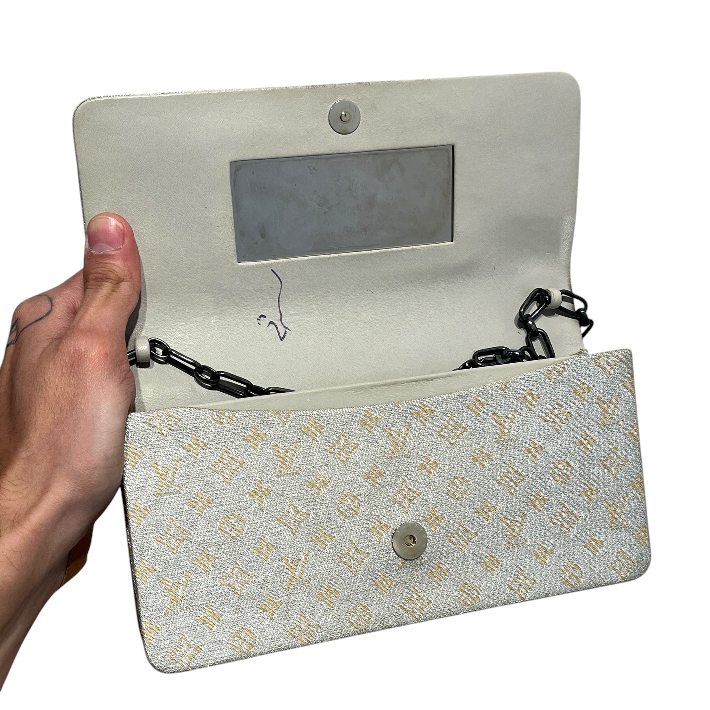 LOUIS VUITTON/Cross Body Bag/Monogram/SLV/2002 CRUISE LINE METALLIC