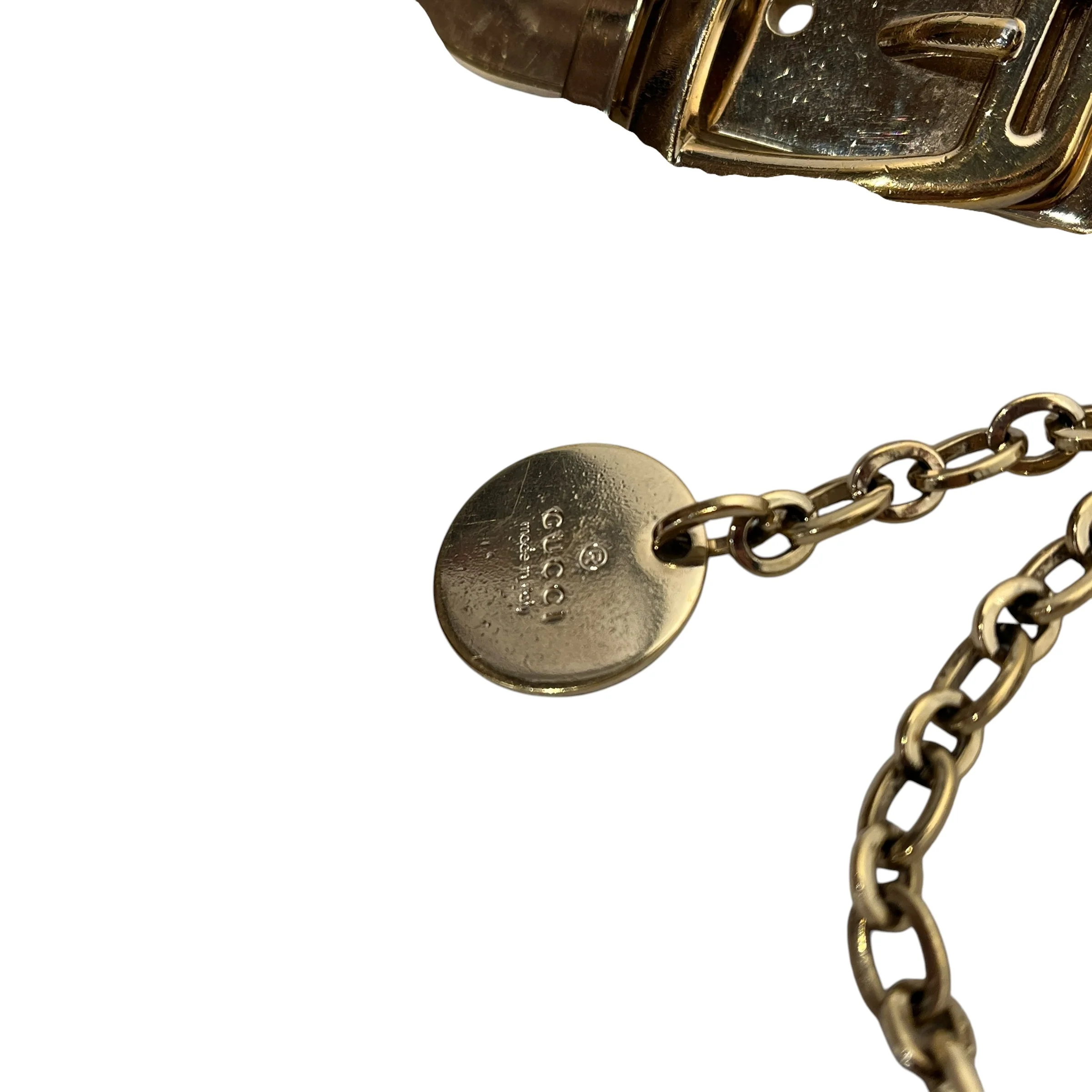GUCCI/Belt/Monogram/Leather/CRM/HANGING GOLD CHAIN