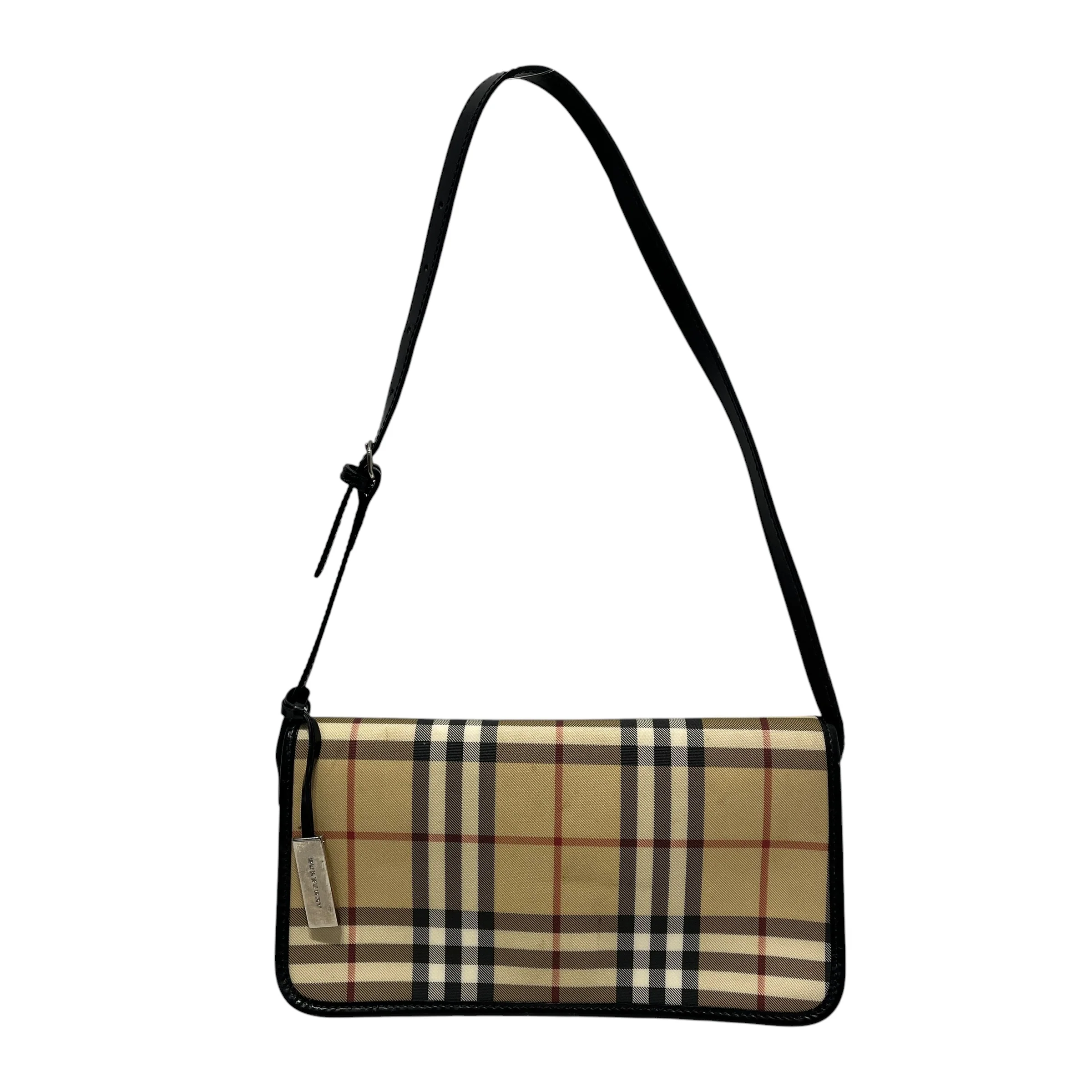 BURBERRY/Hand Bag/Stripe/Leather/BEG/BROKEN ZIPPER