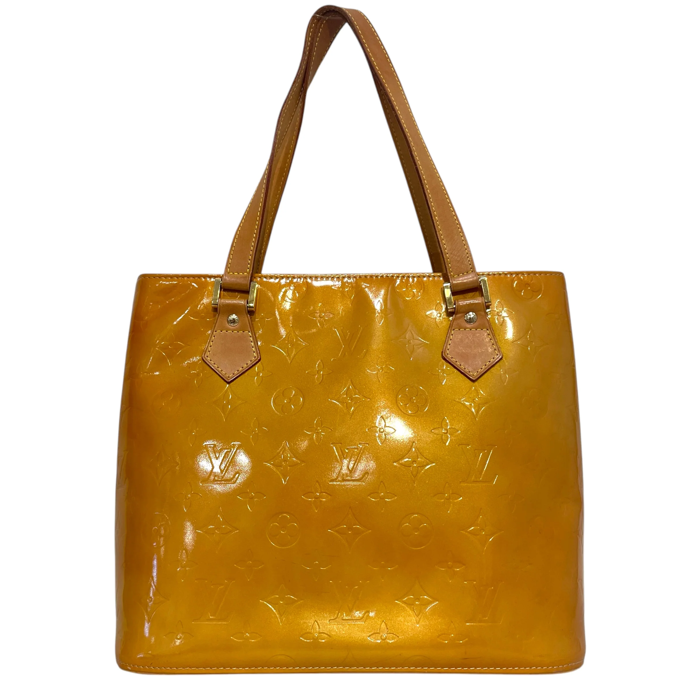 LOUIS VUITTON/Hand Bag/Monogram/Leather/YEL/Vernis Patent Leather Houston