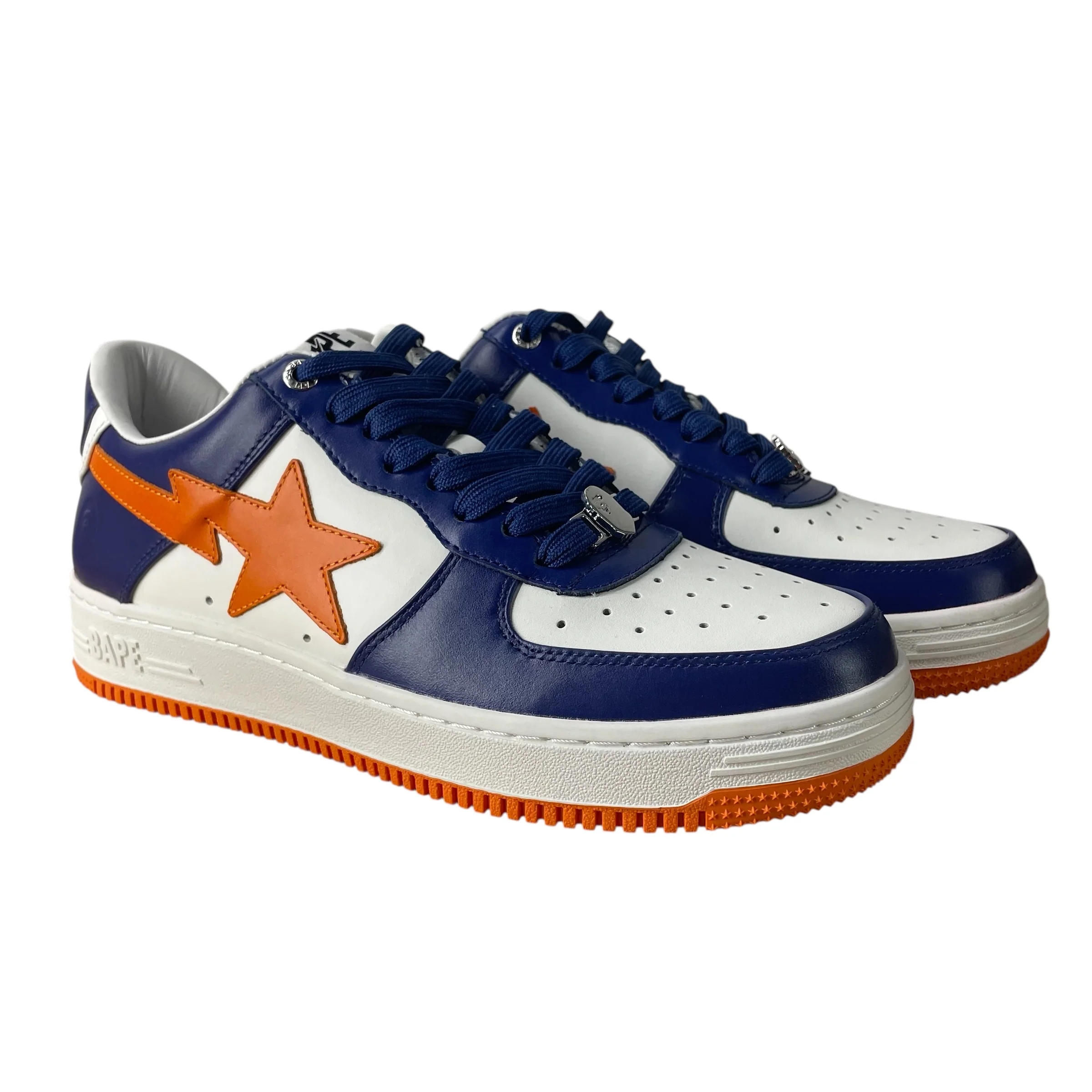 A BATHING APE/Low-Sneakers/US 9/Leather/WHT/BAPETSA KNICKS COLORS