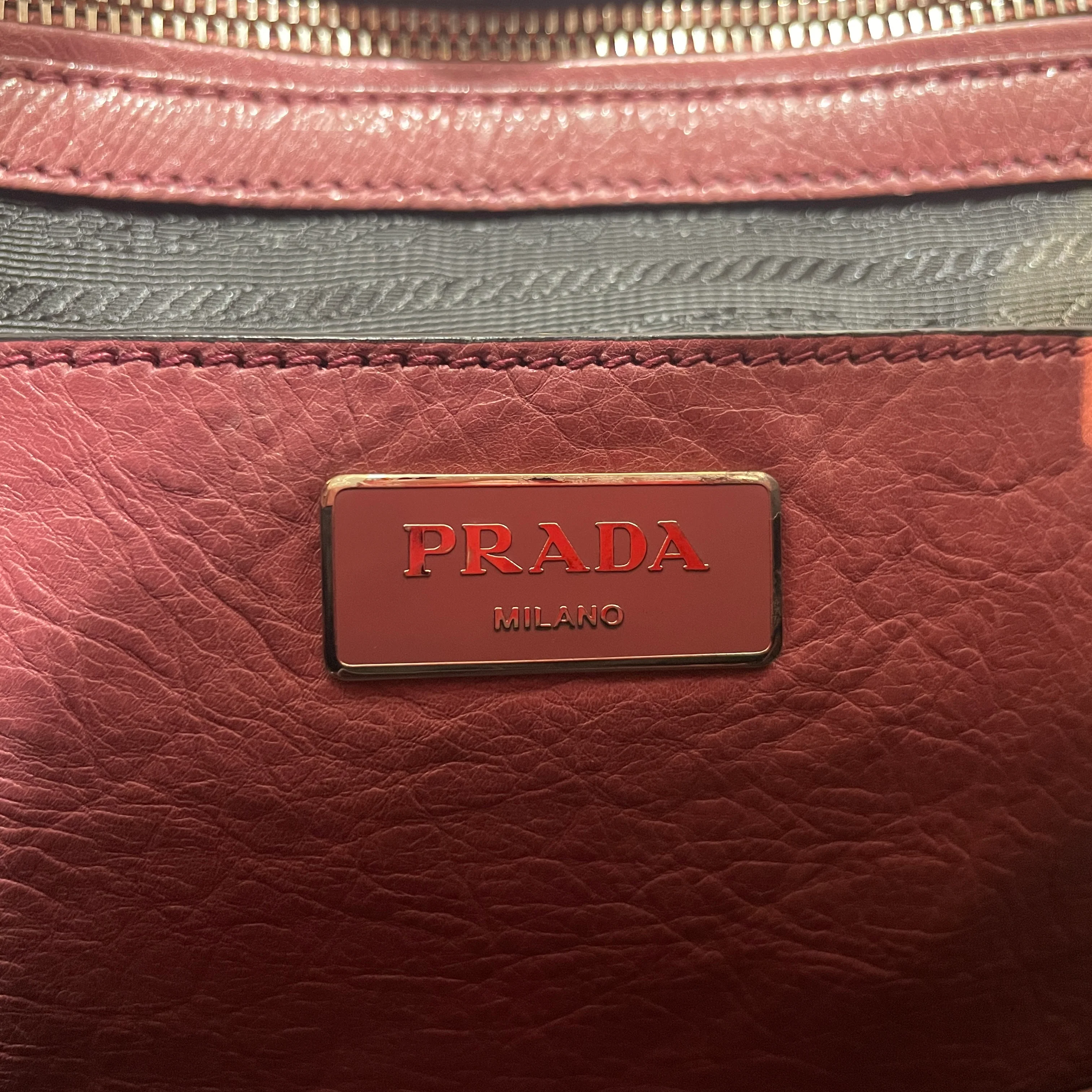 PRADA/Hand Bag/Leather/PNK/Glance Calf Twin Pocket