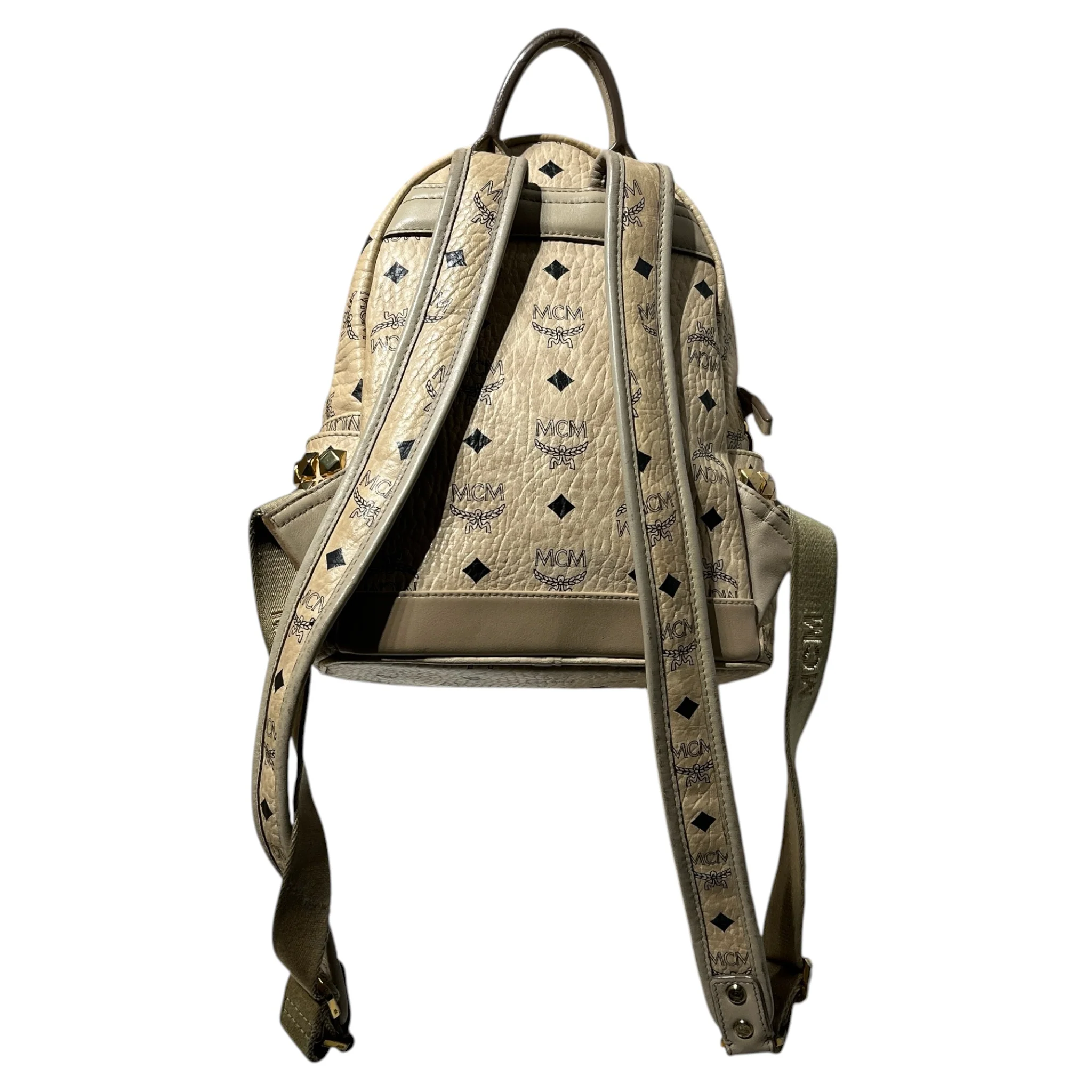 MCM/Backpack/Monogram/Leather/BEG/MINI STUDDED