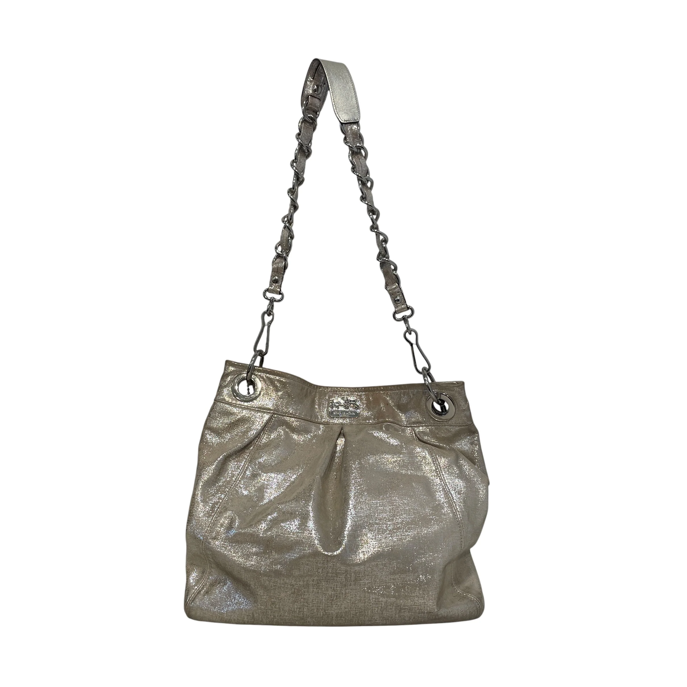 COACH/Hand Bag/Iridescent/Leather/CRM/Madison Metallic Hobo
