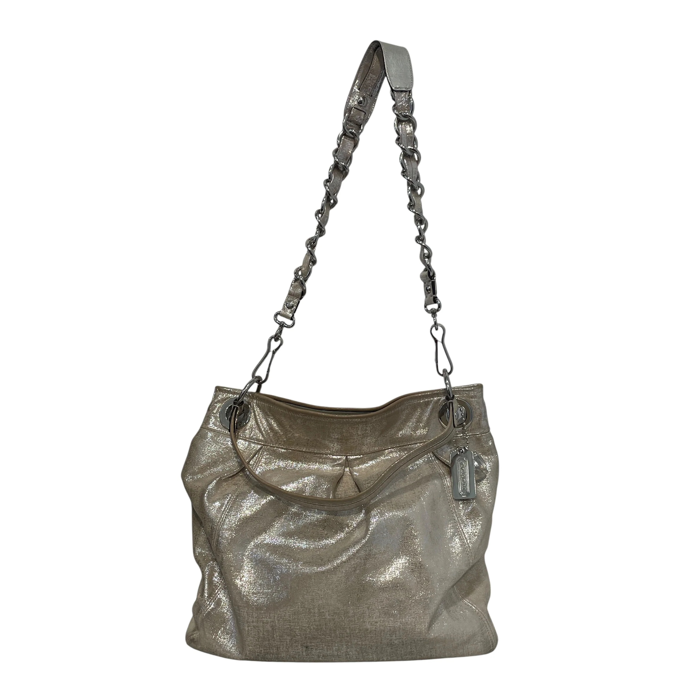 COACH/Hand Bag/Iridescent/Leather/CRM/Madison Metallic Hobo