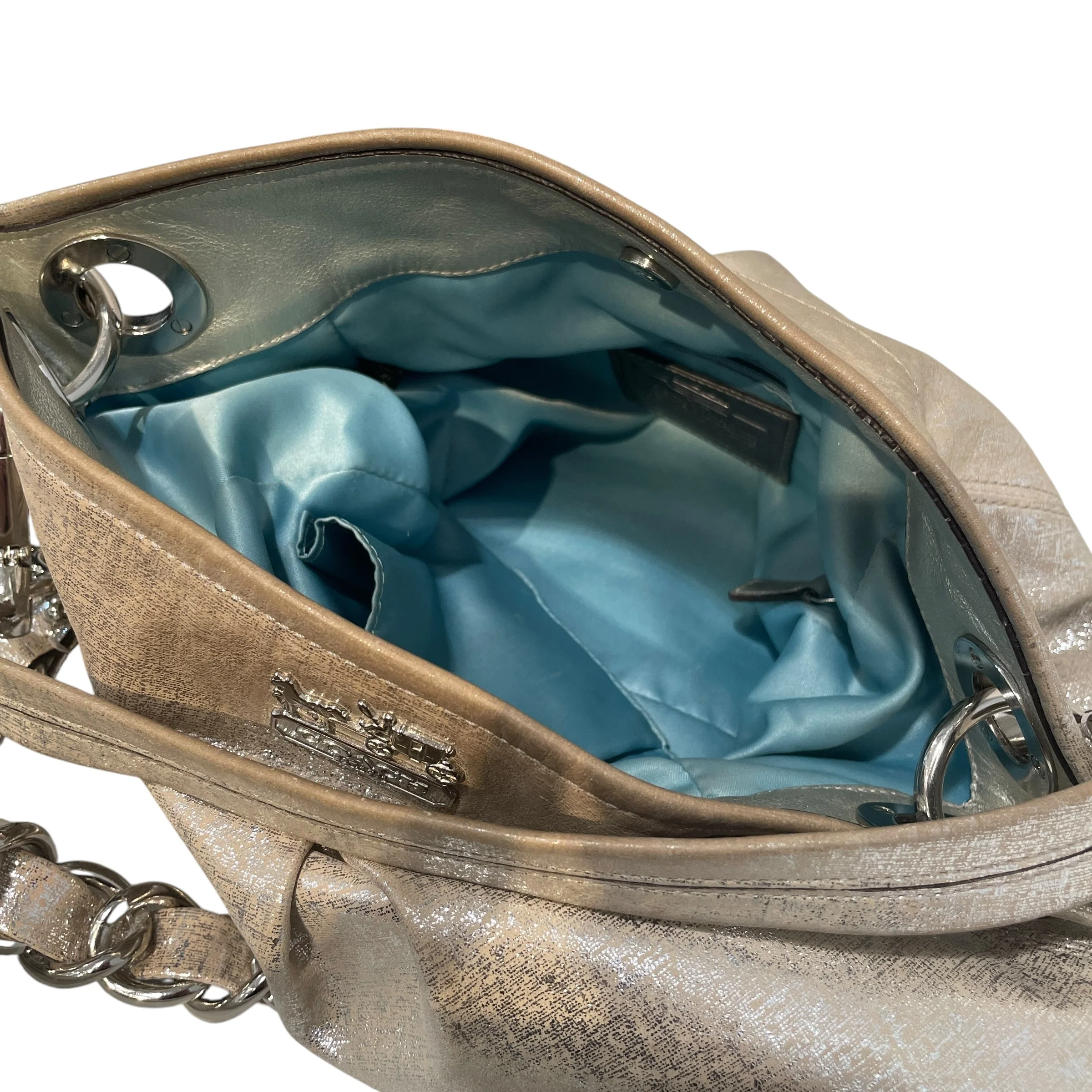 COACH/Hand Bag/Iridescent/Leather/CRM/Madison Metallic Hobo