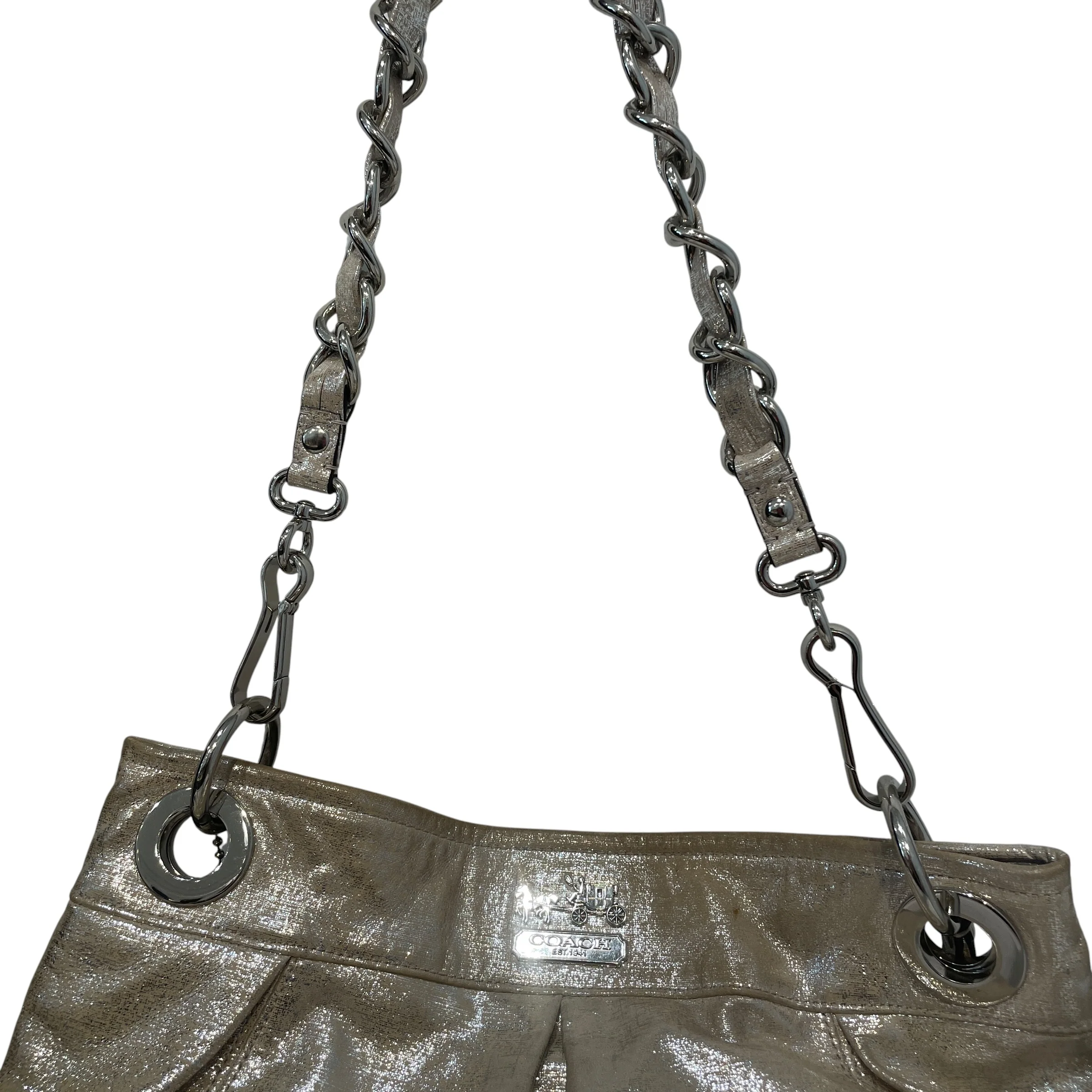 COACH/Hand Bag/Iridescent/Leather/CRM/Madison Metallic Hobo